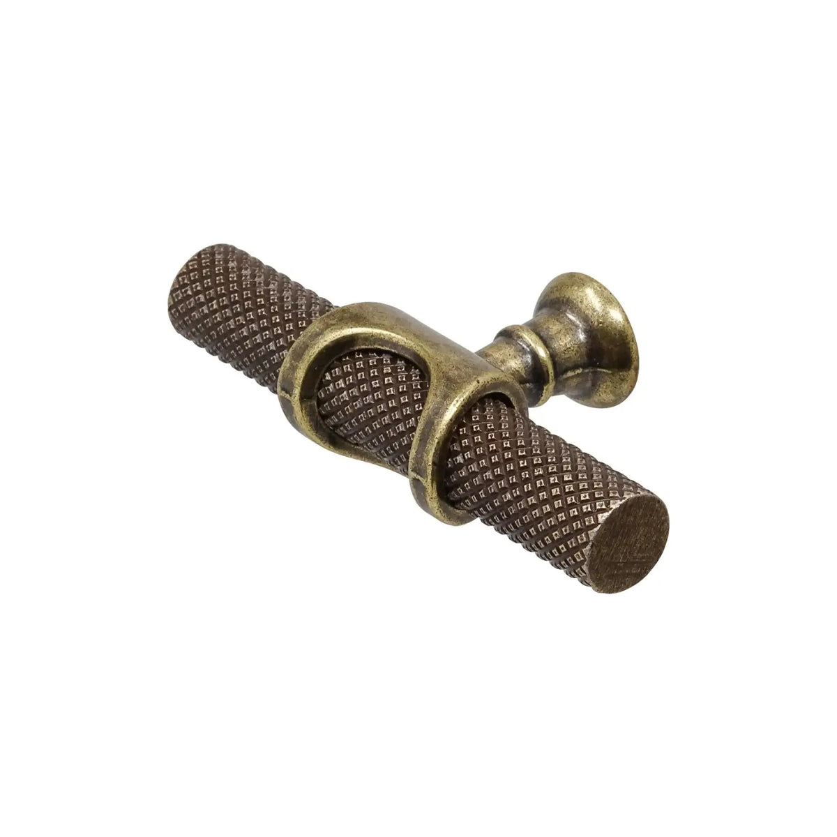 Amelia - Knurled T-Bar Kitchen Cabinet Knob - Antique Brass