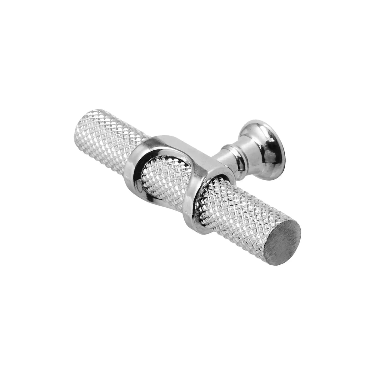 Amelia - Knurled T-Bar Kitchen Cabinet Knob - Polished Chrome