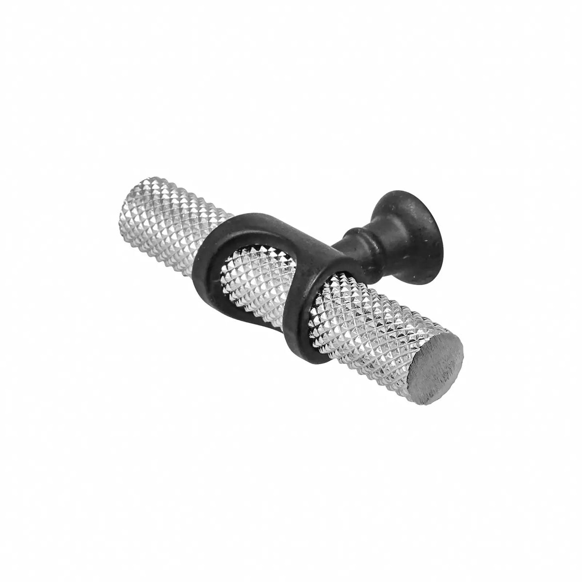 Amelia - Knurled T-Bar Kitchen Cabinet Knob - Polished Chrome - Matt Black