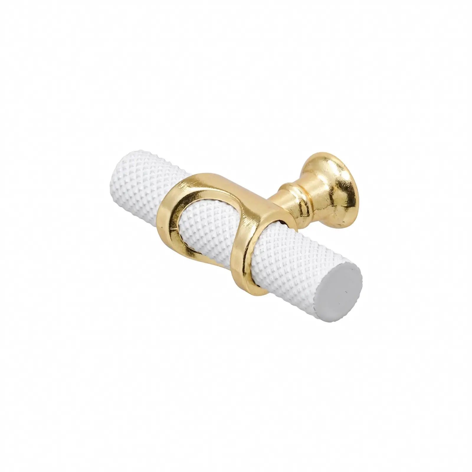 Amelia - Knurled T-Bar Kitchen Cabinet Knob - White - Matt Gold - Decor And Decor