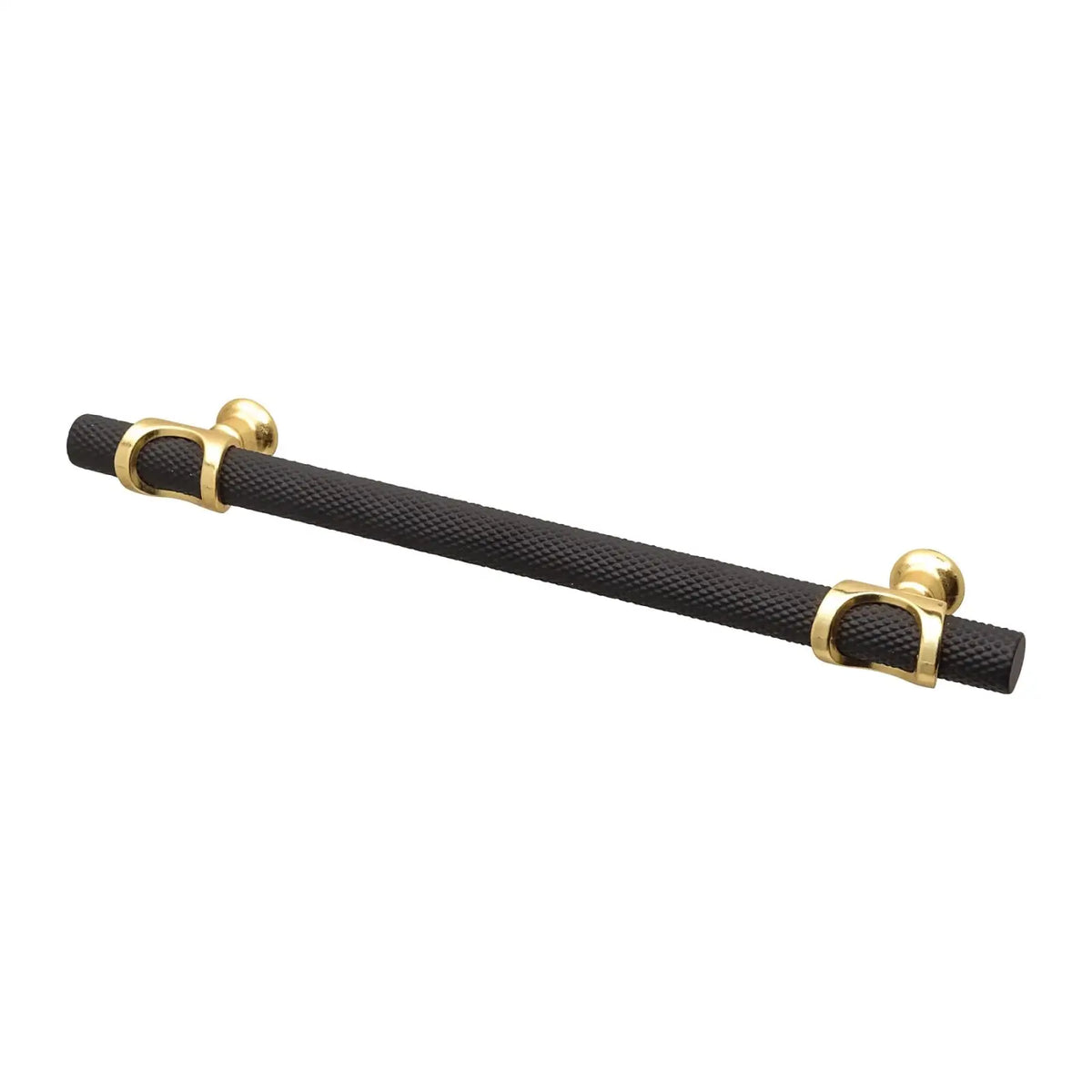 Amelia - Knurled T-Bar Kitchen Cupboard Handle - Matt Black - Matt Gold – view 2