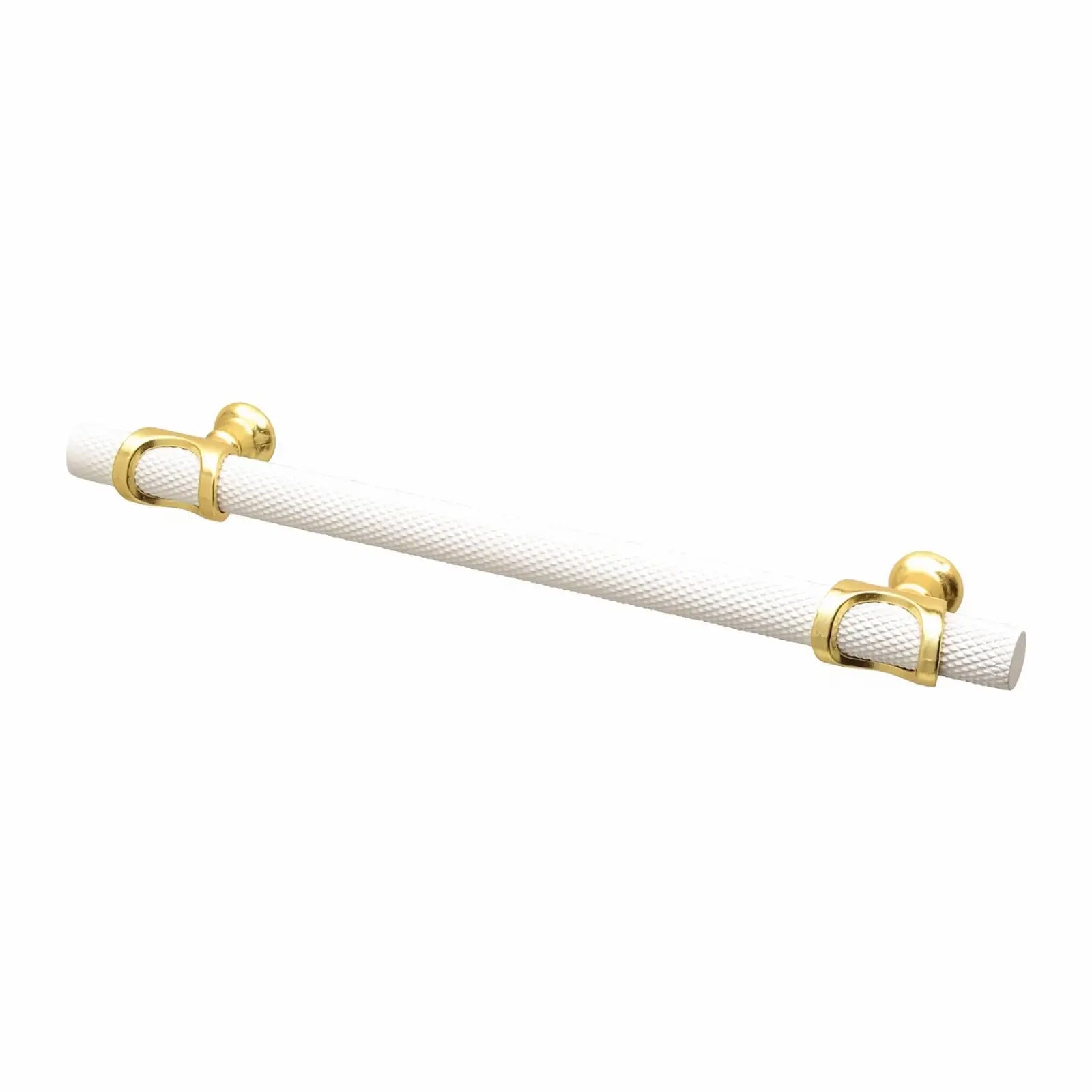 Amelia - Knurled T-Bar Kitchen Cupboard Handle - White - Matt Gold - Decor And Decor