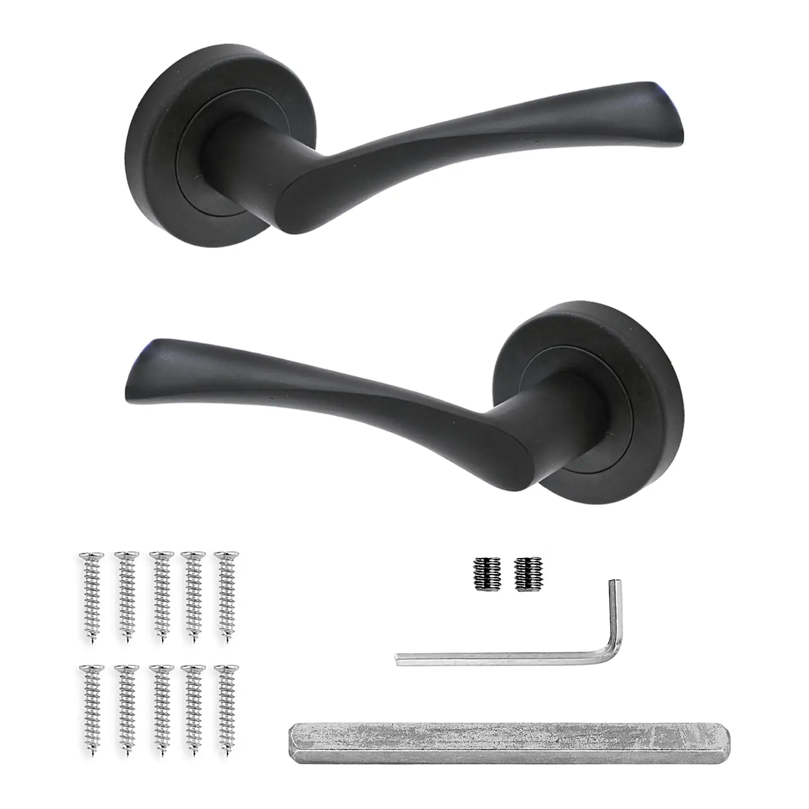 Apex Matt Black Bathroom Door Lever Handles - Bathroom Kit Set - Decor And Decor