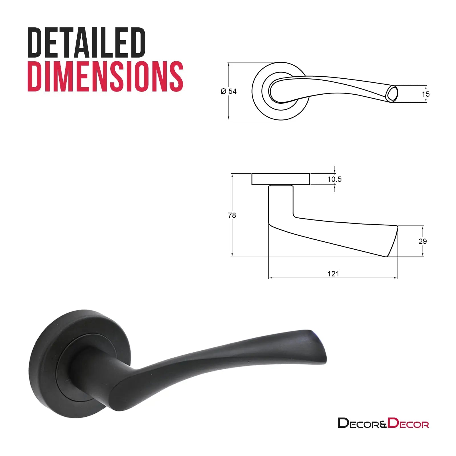 Apex Matt Black Door Lever Handles - Pair of Handles - Decor And Decor