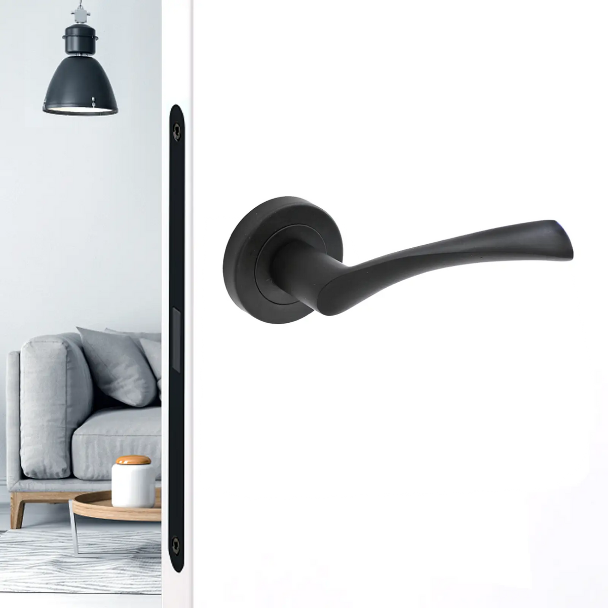 Apex Matt Black Passage Door Lever Handles - Latch Kit Set – view 4