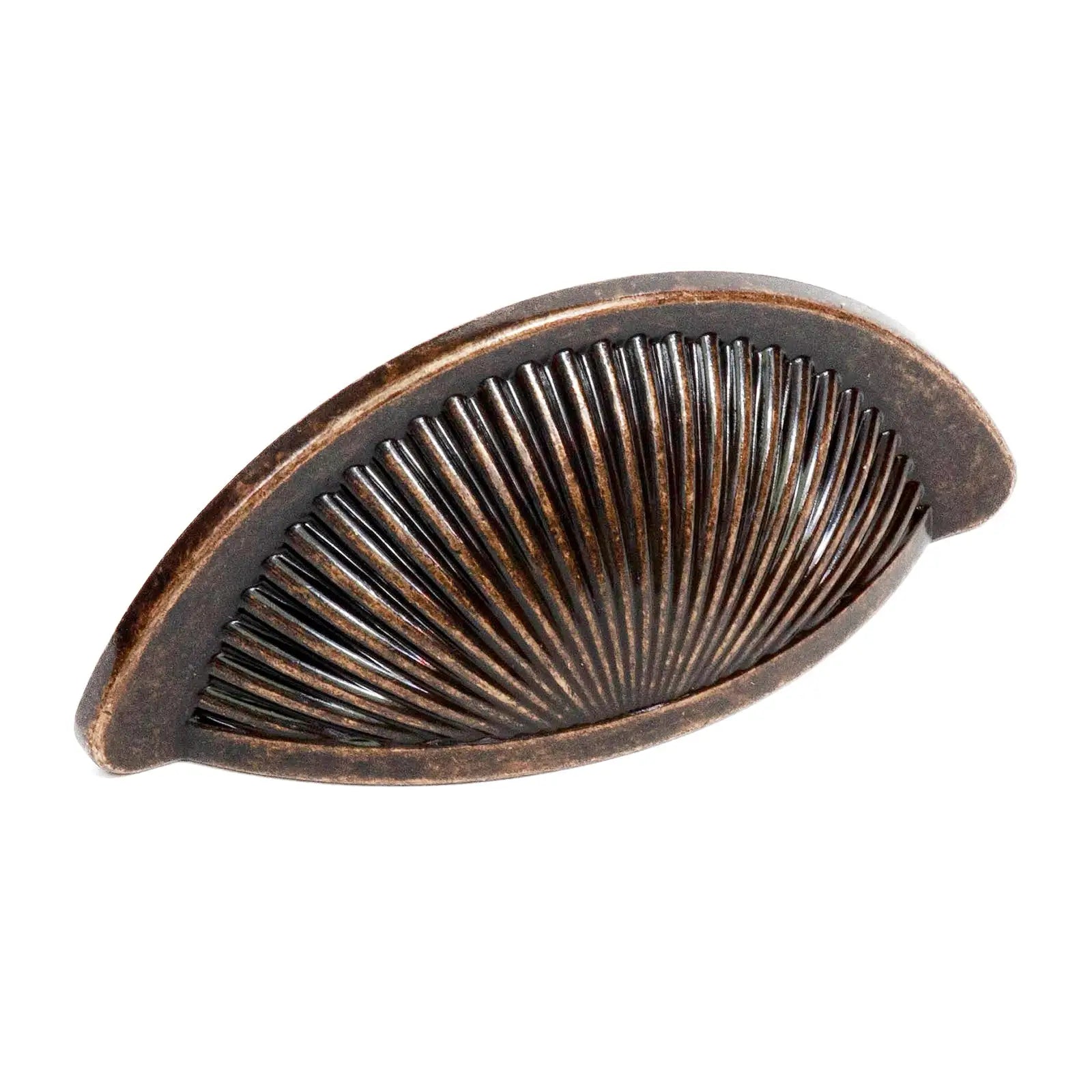 Antique bronze drawer pull on Arro Kitchen Cabinet Cup Handle in Antique Copper finish