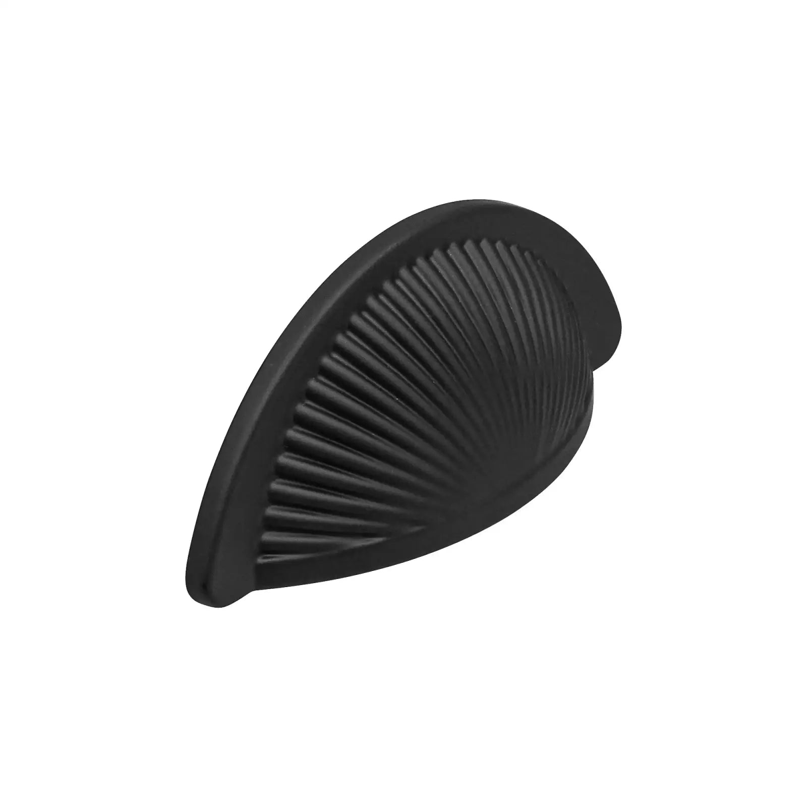 Black ridged semi-circular drawer pull from Arro Kitchen Cabinet Cup Handle Matt Black