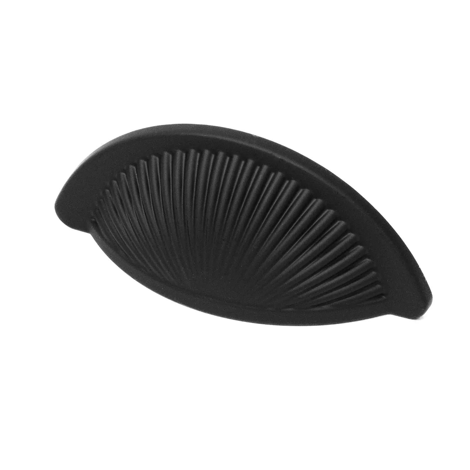 Black ridged semi-oval drawer pull from Arro Kitchen Cabinet Cup Handle in Matt Black