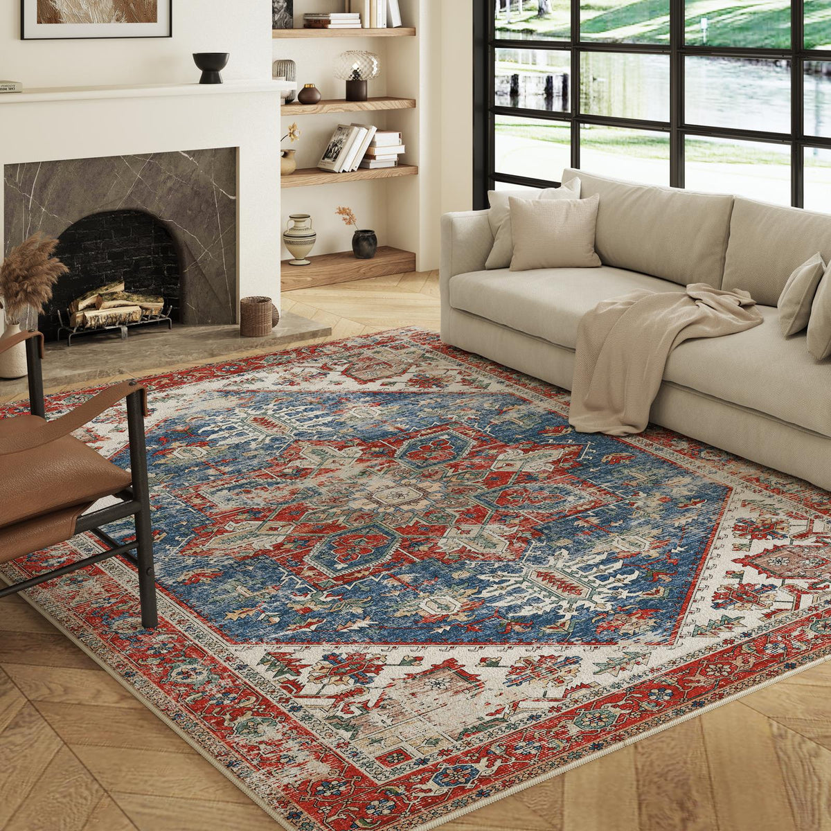 Mirela - Distressed Washable Large Living Room Rug - 160x230cm