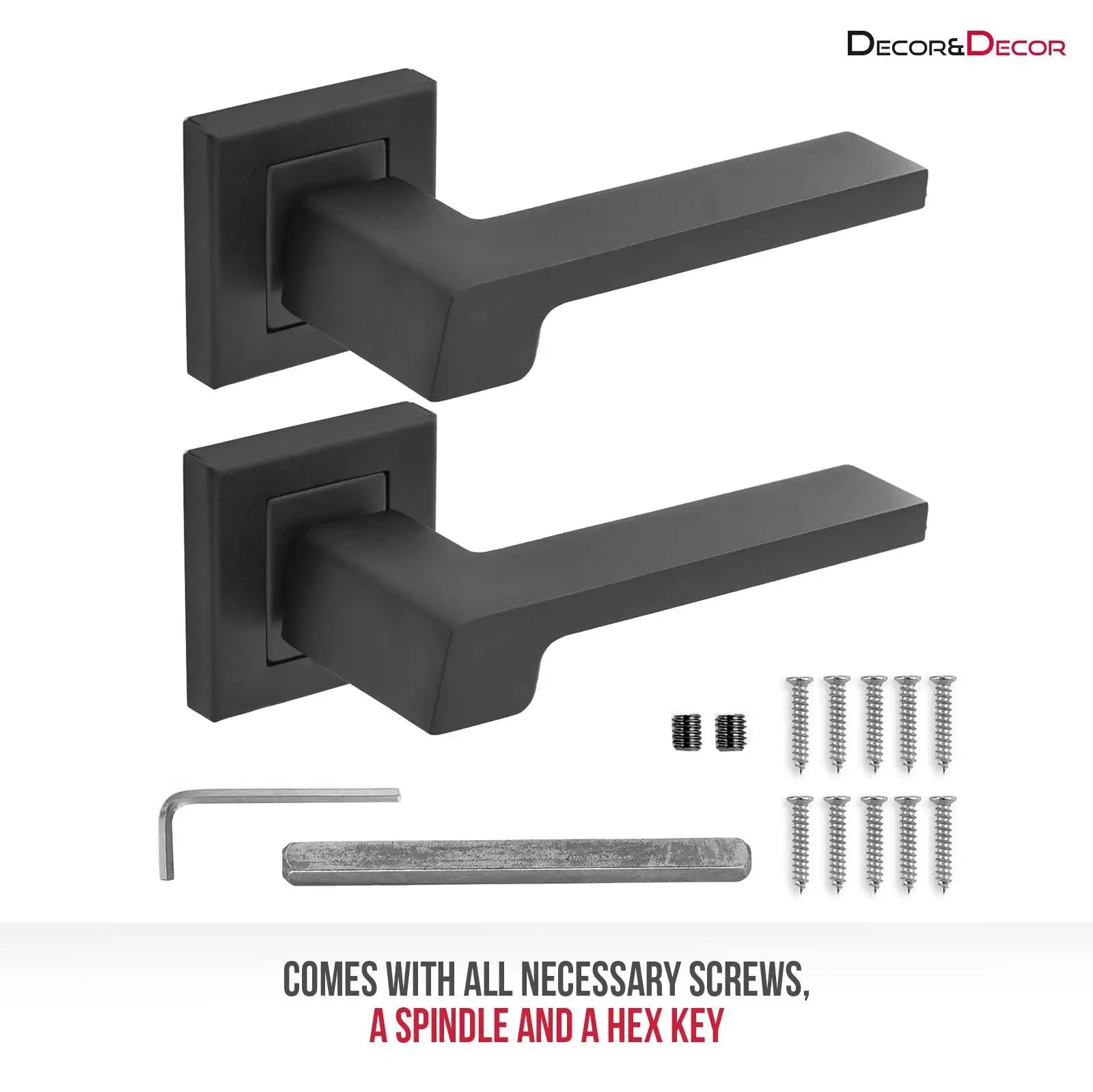 Spectra Matt Black Door Handles - Latch And Hinge Set