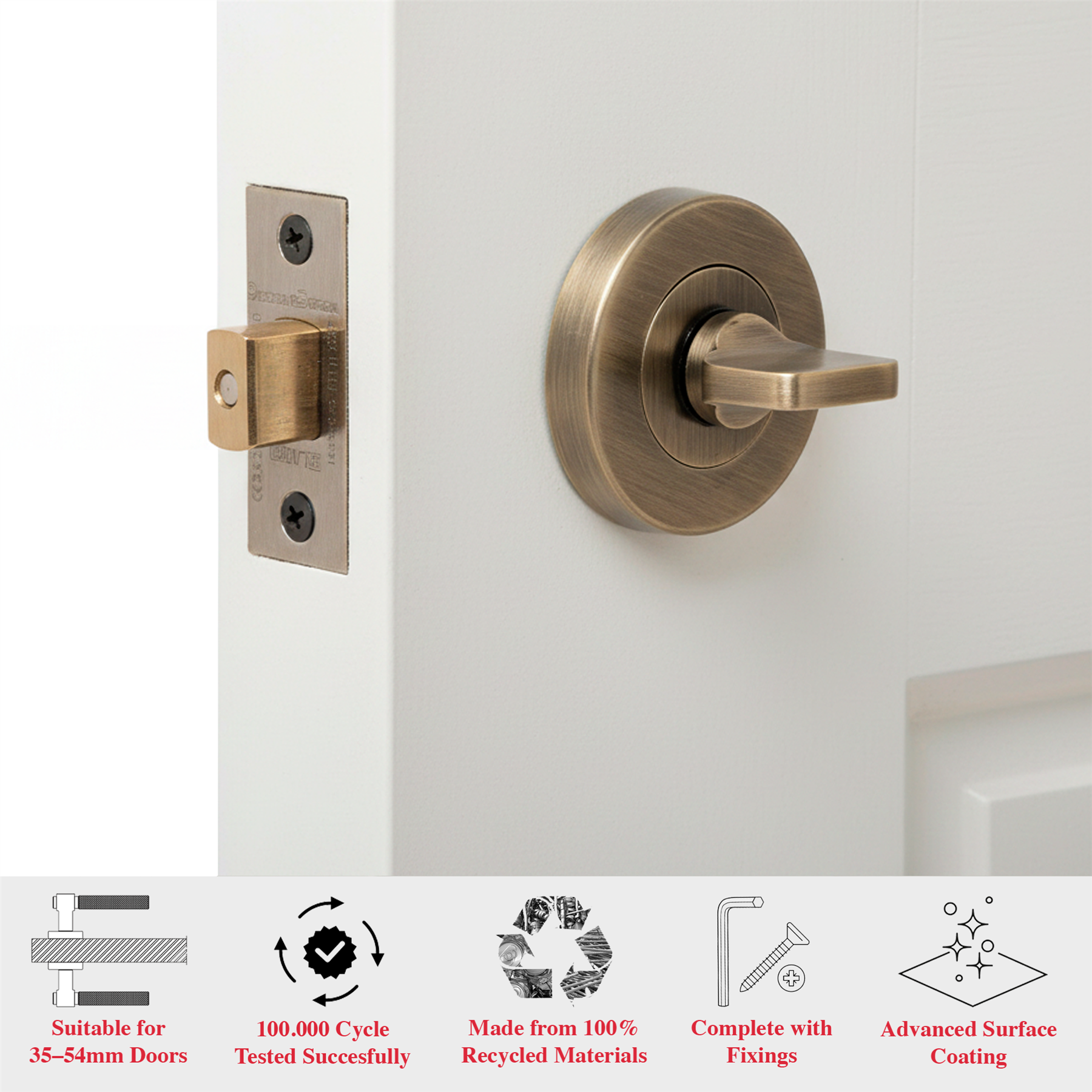 Fire Rated Tubular Mortice Deadbolt and Bathroom Turn And Release Thumbturn - Antique Brass - Wc Thumb Turn | Decoranddecor