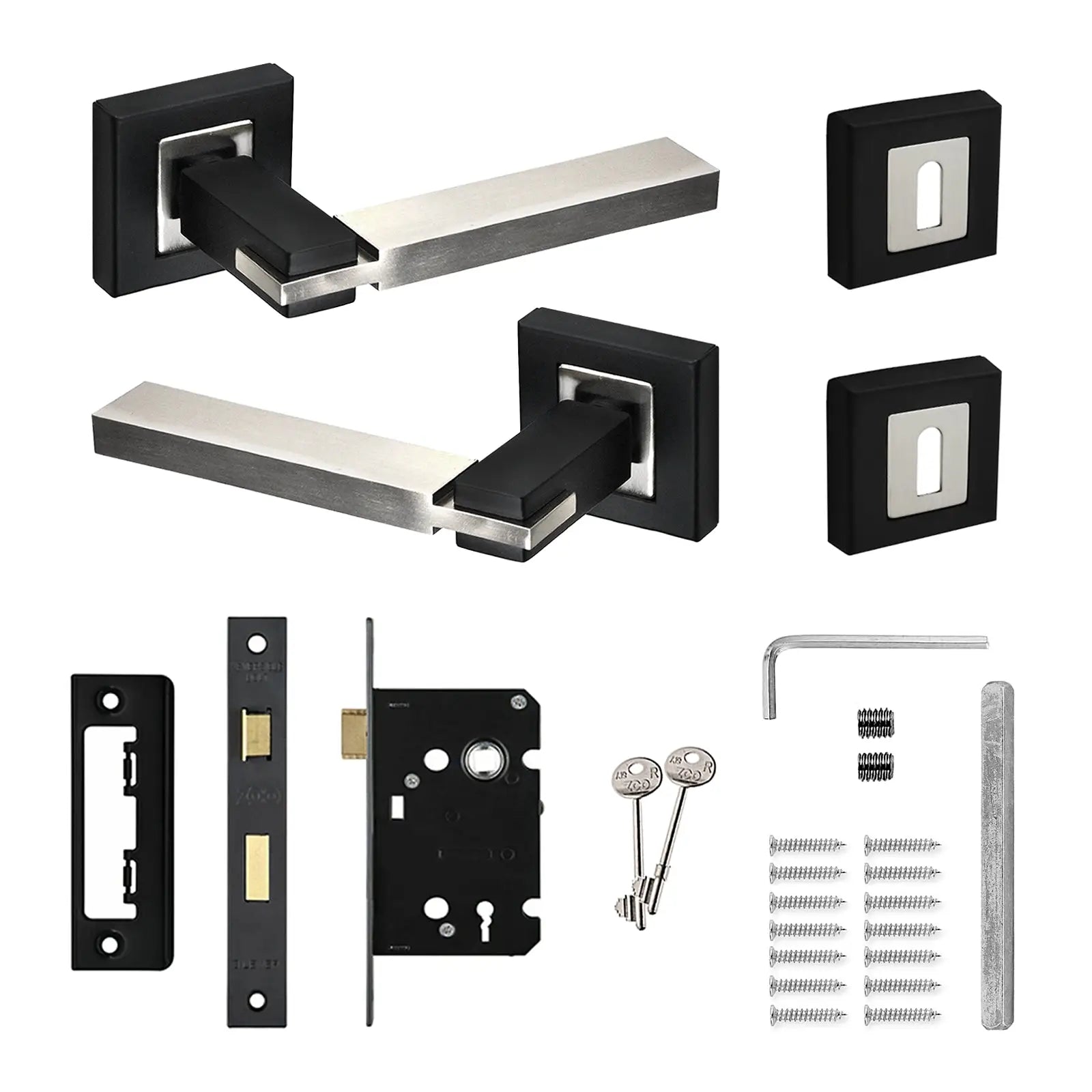 Nexus Duo Finish Privacy Door Lever Handles - Sash Lock Kit Set - Decor And Decor