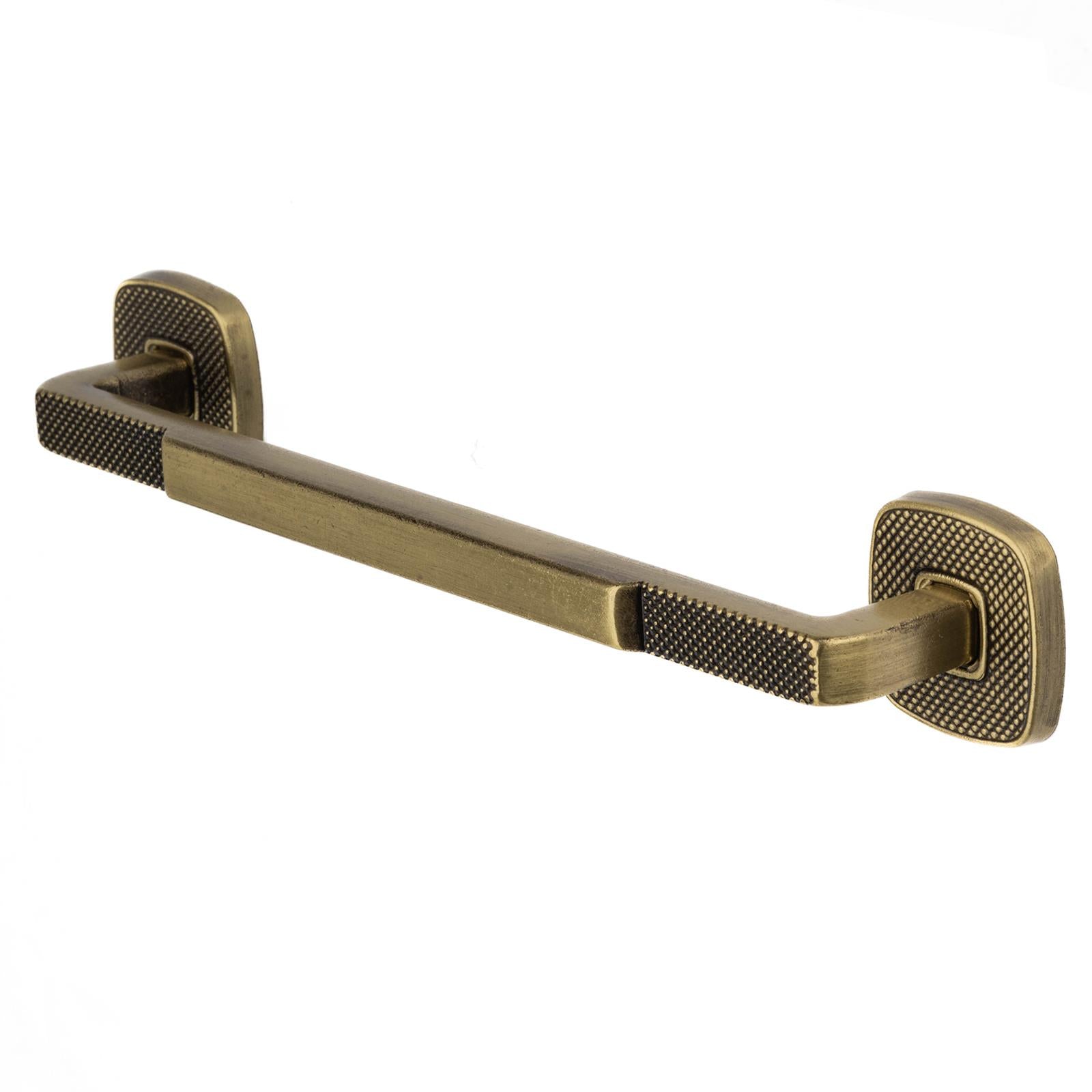 Mara - Knurled Kitchen Cabinet Handle with Backplate - Antique Brass - Cupboard Handles | Decoranddecor