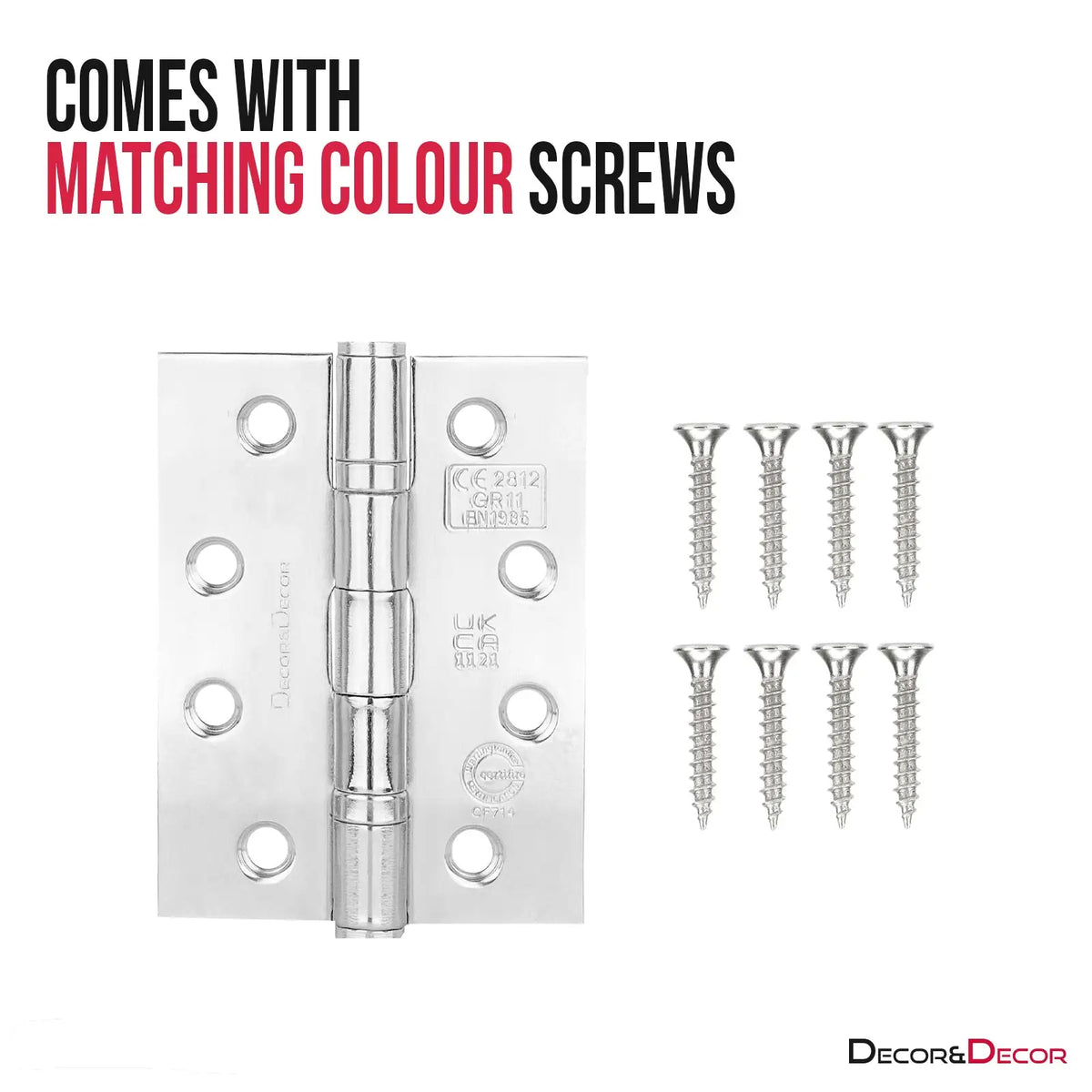 Polished metal door hinge with screws for Ball Bearing Fire Rated Door Hinges 102mm Pair
