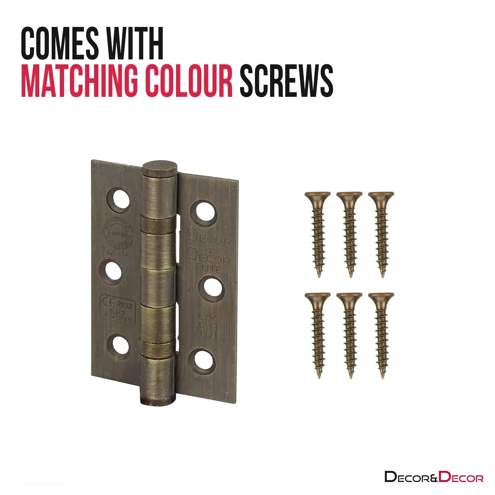 Antique brass door hinge with matching screws for Ball Bearing Fire Rated Door Hinges