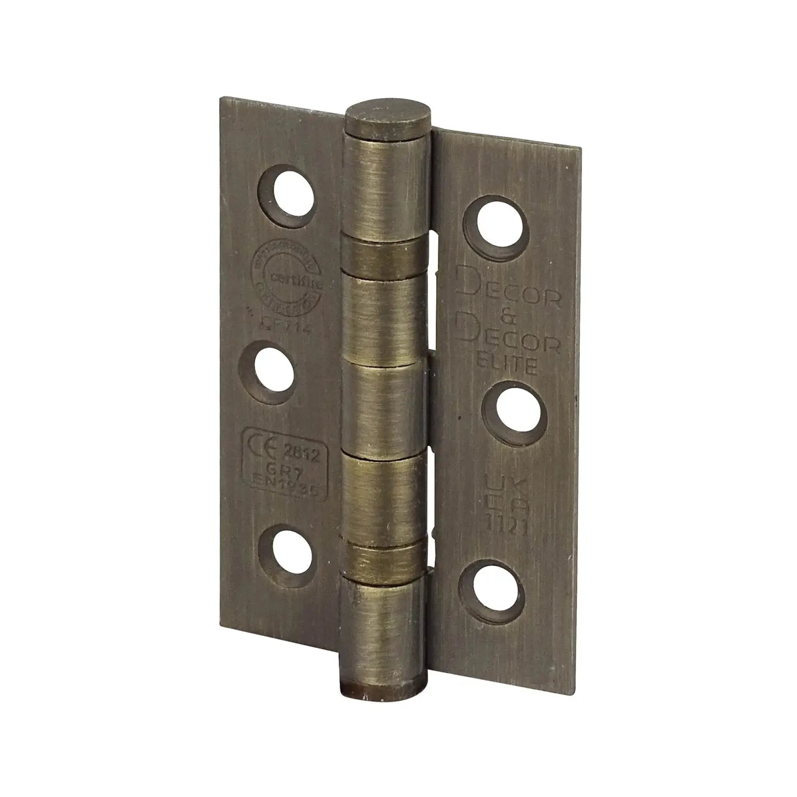 Brass-colored ball bearing fire rated door hinge for Antique Brass doors, 76mm pair