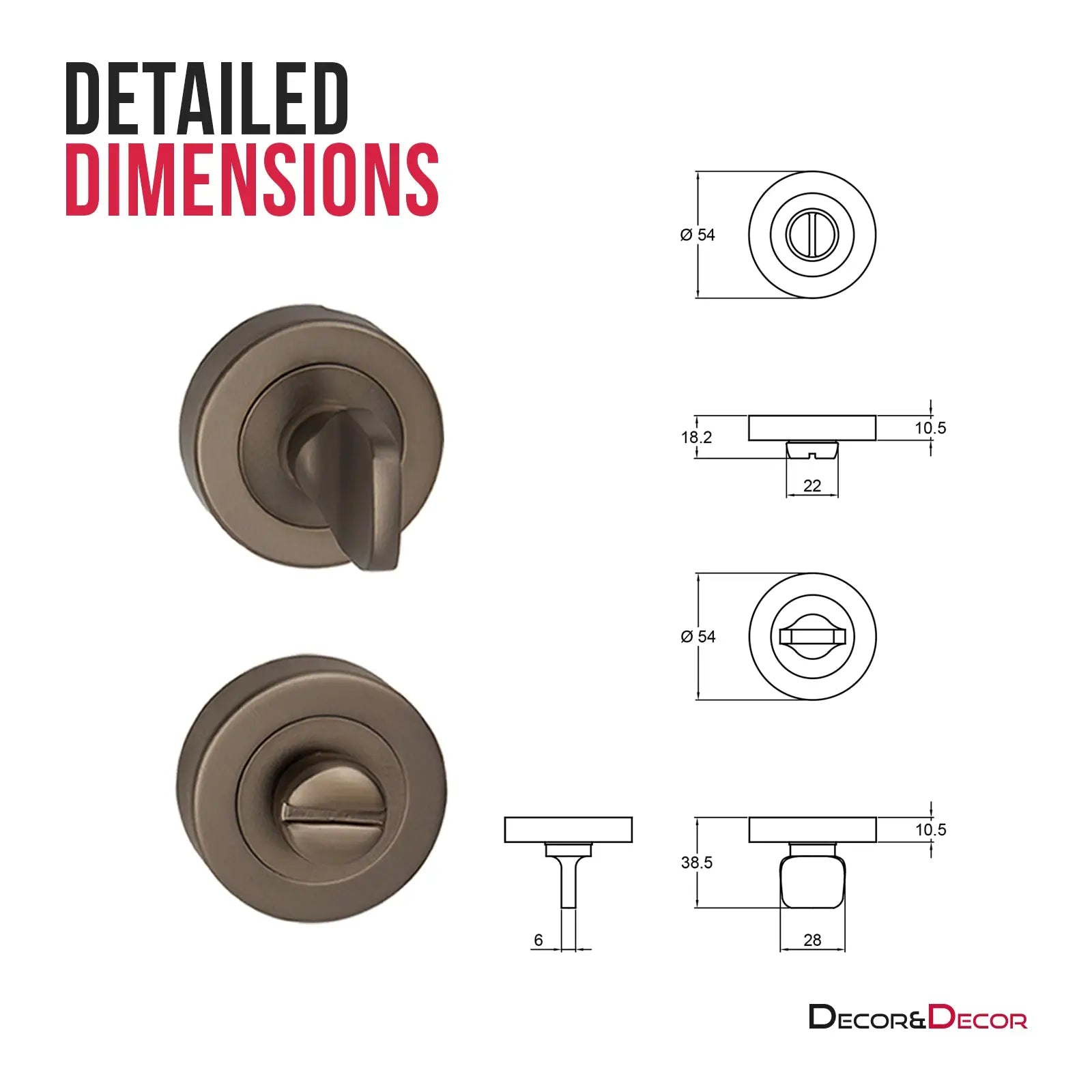 Bathroom Thumbturn and Release - Matt Bronze - Decor And Decor