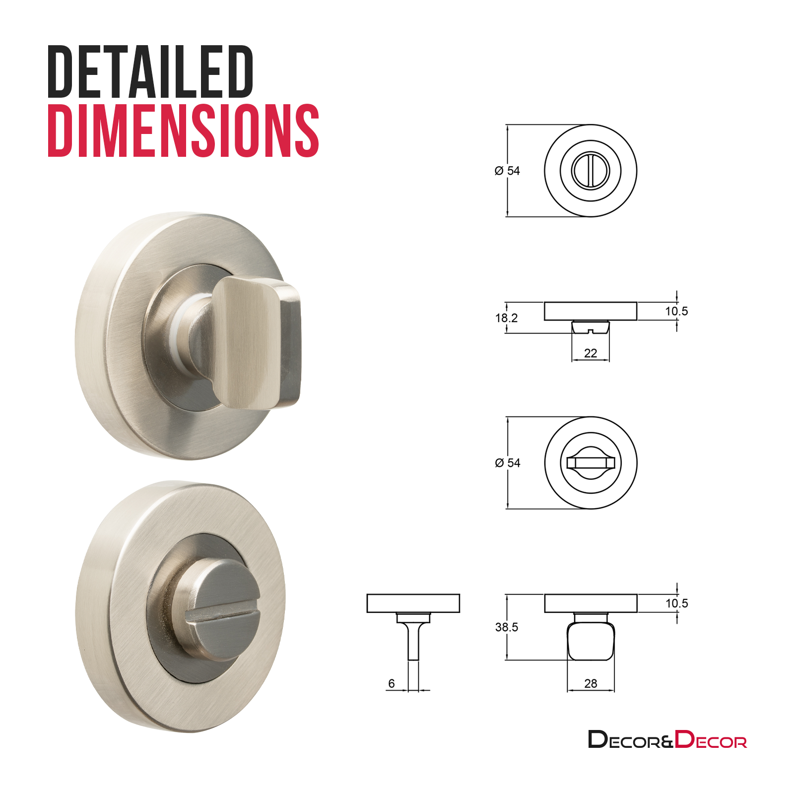 Bathroom Thumbturn and Release - Satin Nickel