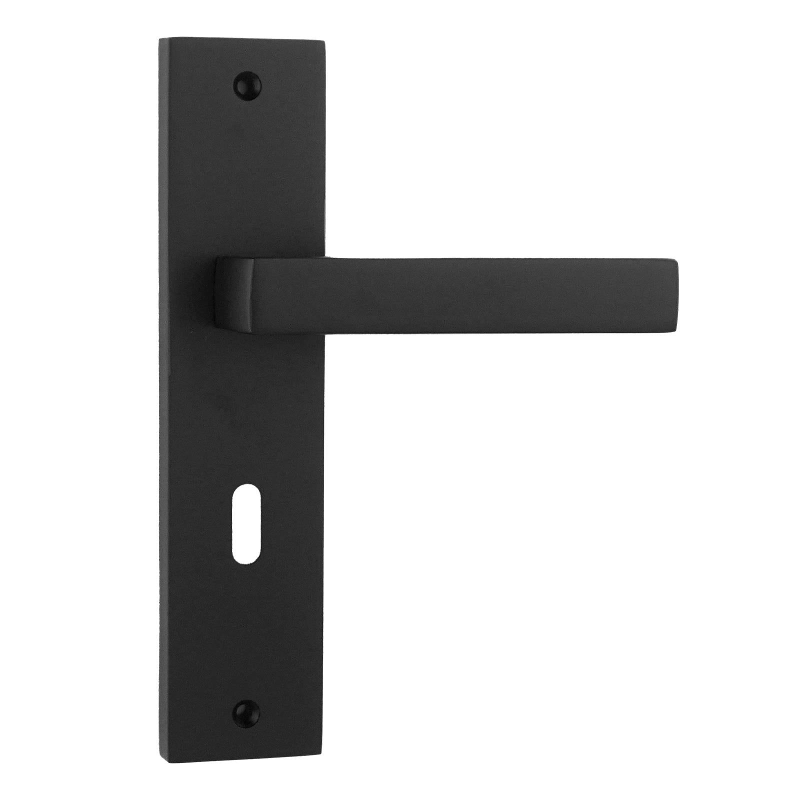 Lumina Door Handle on Backplate - Key Hole - Matt Black
