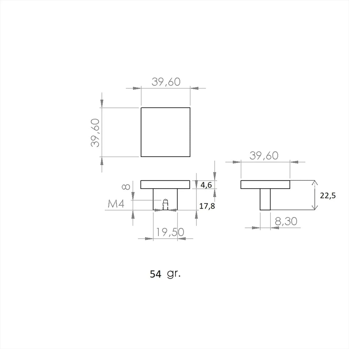 Calla - Square Kitchen Cabinet Knob - Satin Nickel – view 2