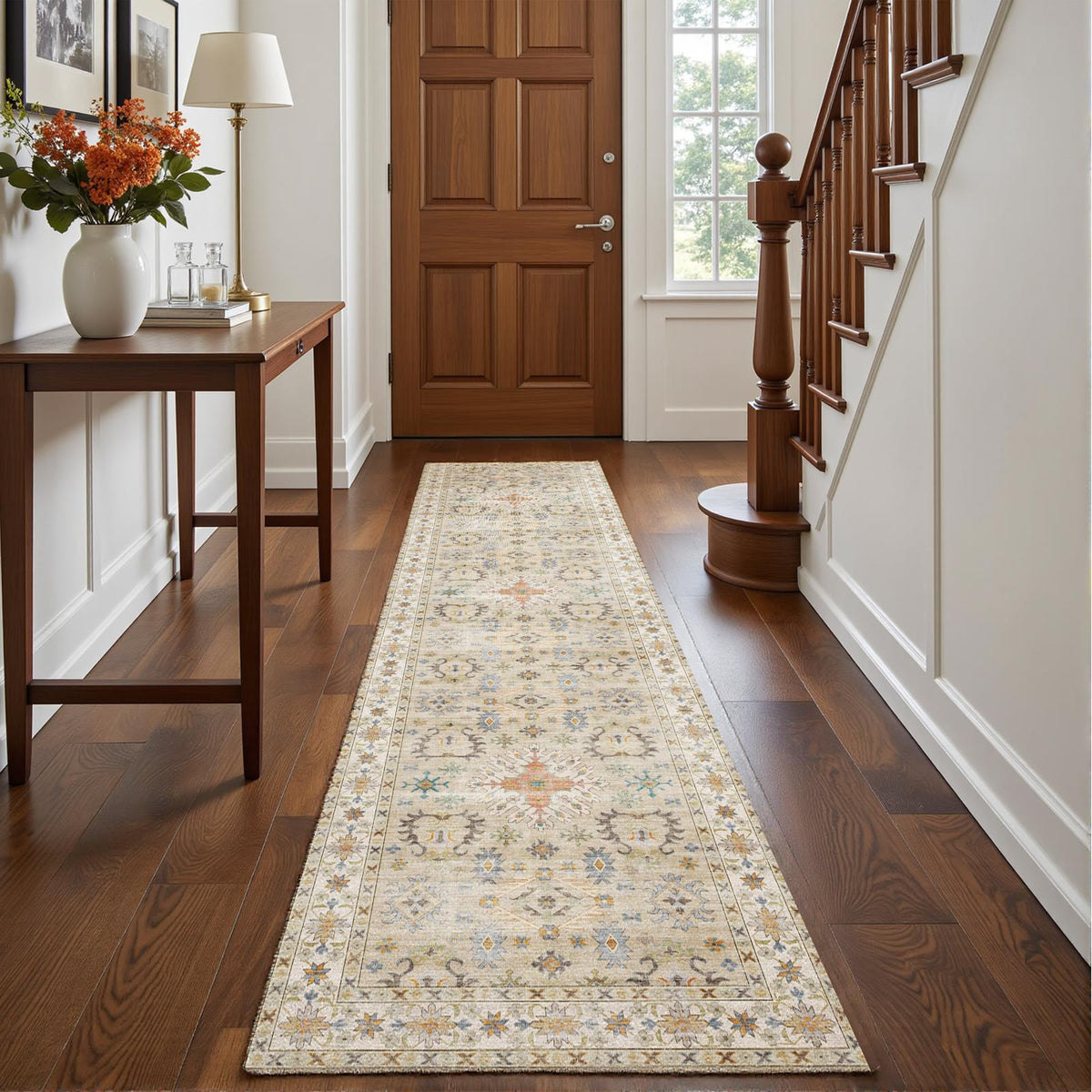 Tessia - Vintage Washable Runner Hallway Rug - 60x240cm