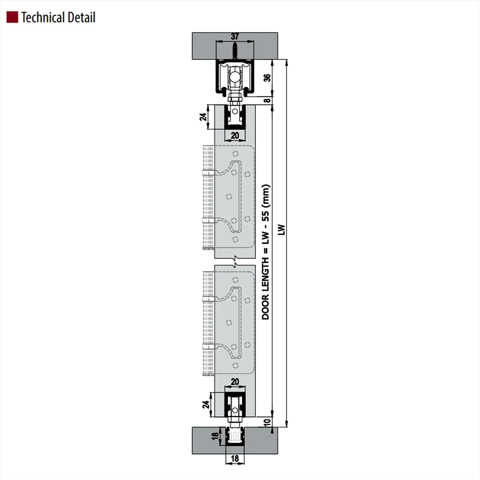 F-Slide Folding Sliding Door Kit - 2 + 1 Door - 1800mm Track - Decor And Decor