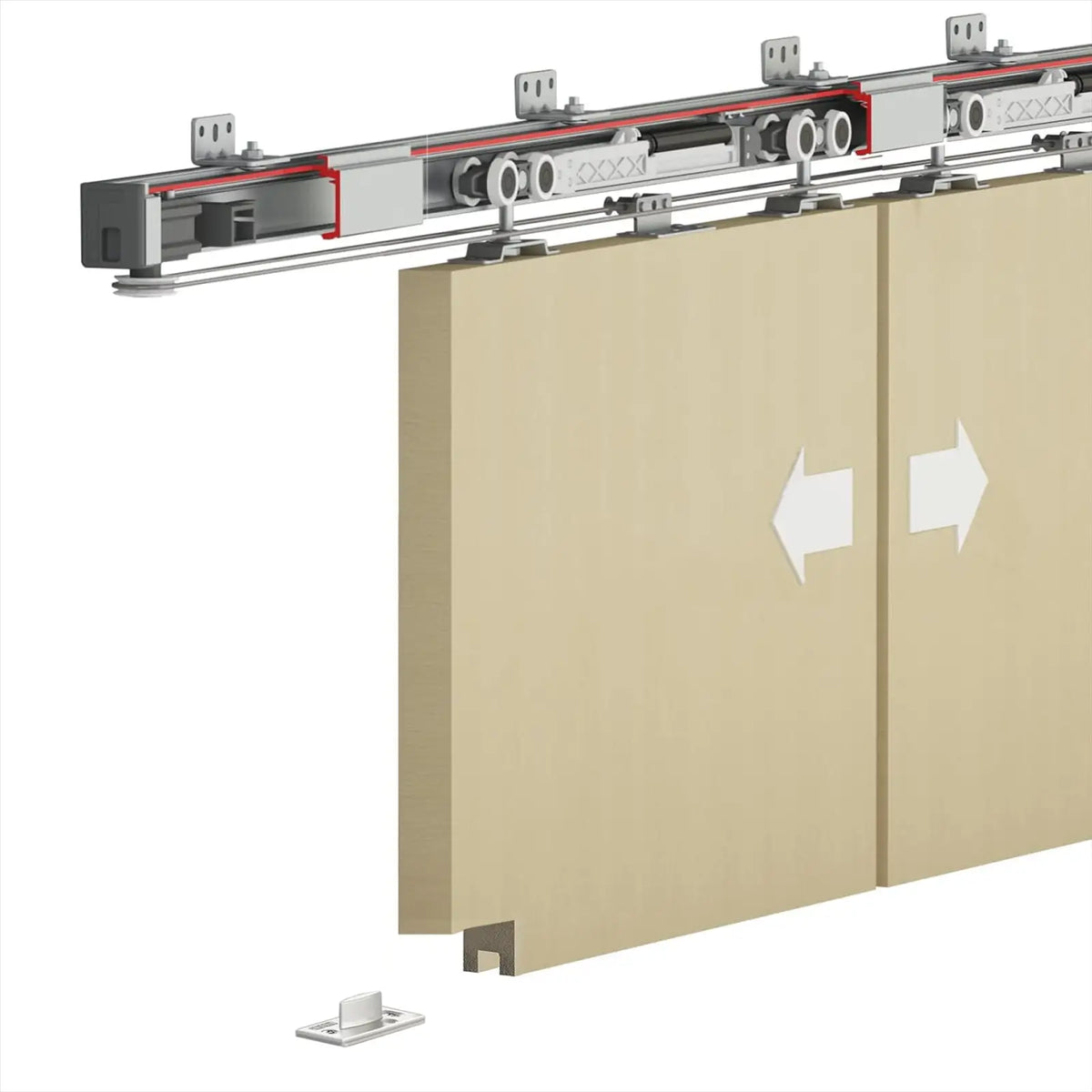 DS-Slide Double Synchro Sliding Door Kit - 3600mm Track - One Way Soft Close