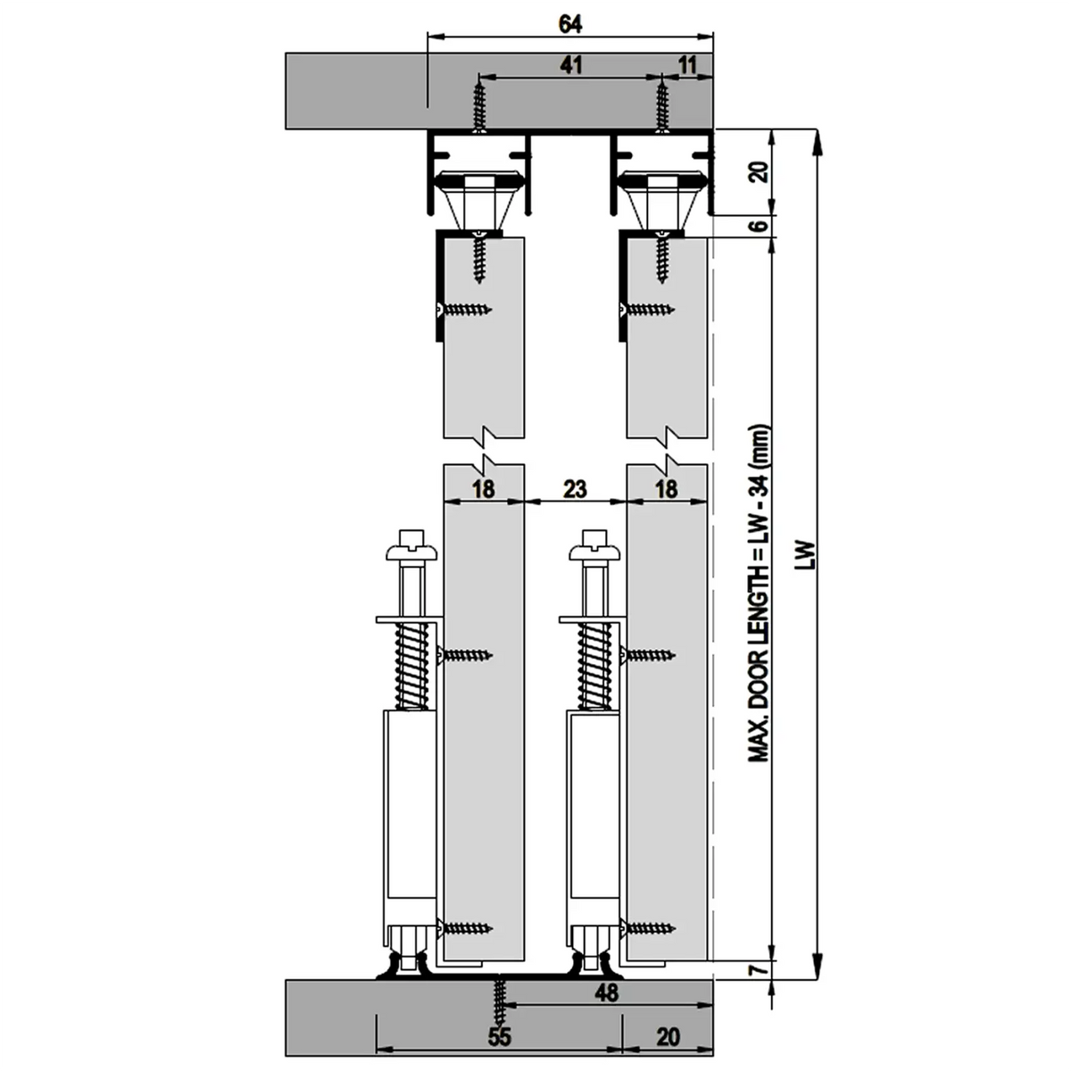 E-Slide Wardrobe Sliding Door Kit - 2 Door - 1200mm Track – view 5