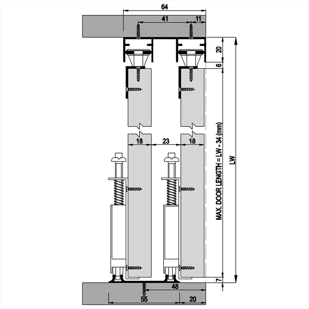 E-Slide Wardrobe Sliding Door Kit - 2 Door - 1800mm Track – view 4