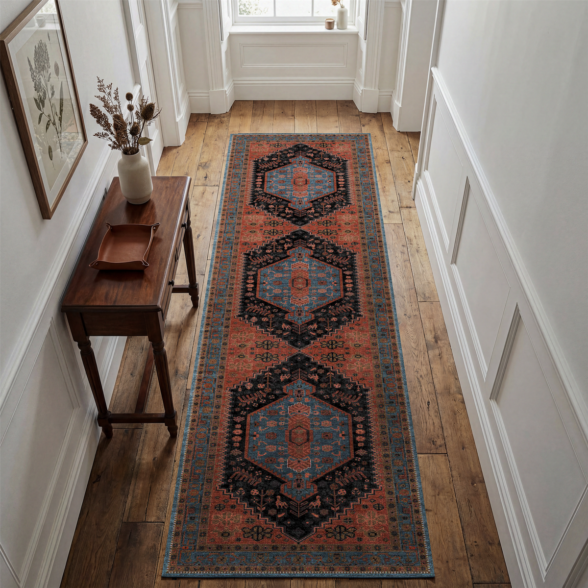 Lunora - Traditional Washable Runner Hallway Rug - 80x300cm