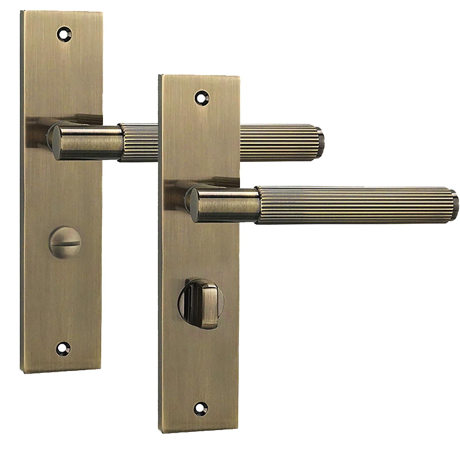 Hera Door Handle on Backplate - WC - Antique Brass