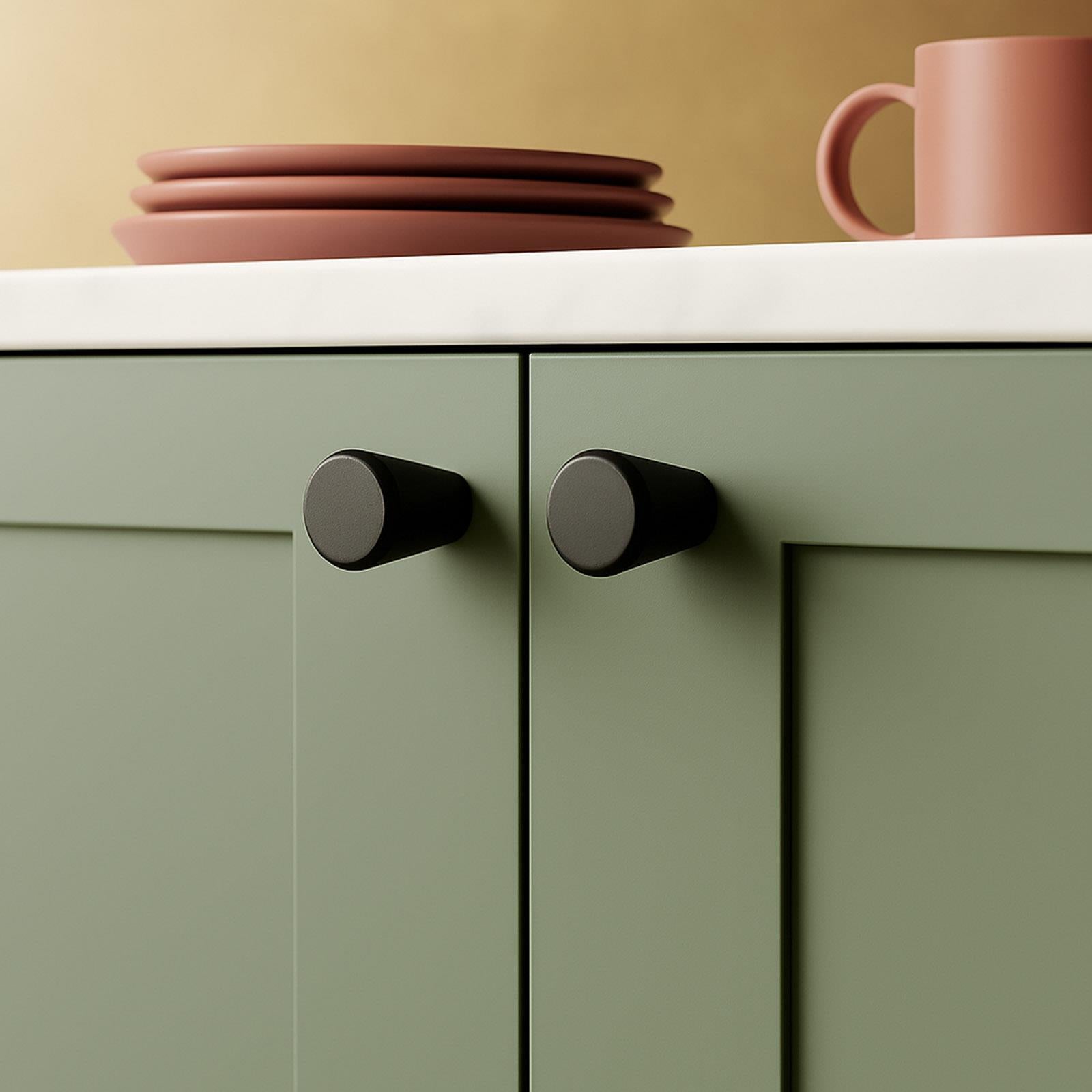 Lunaria - Cone Kitchen Cabinet Knob - Matt Black