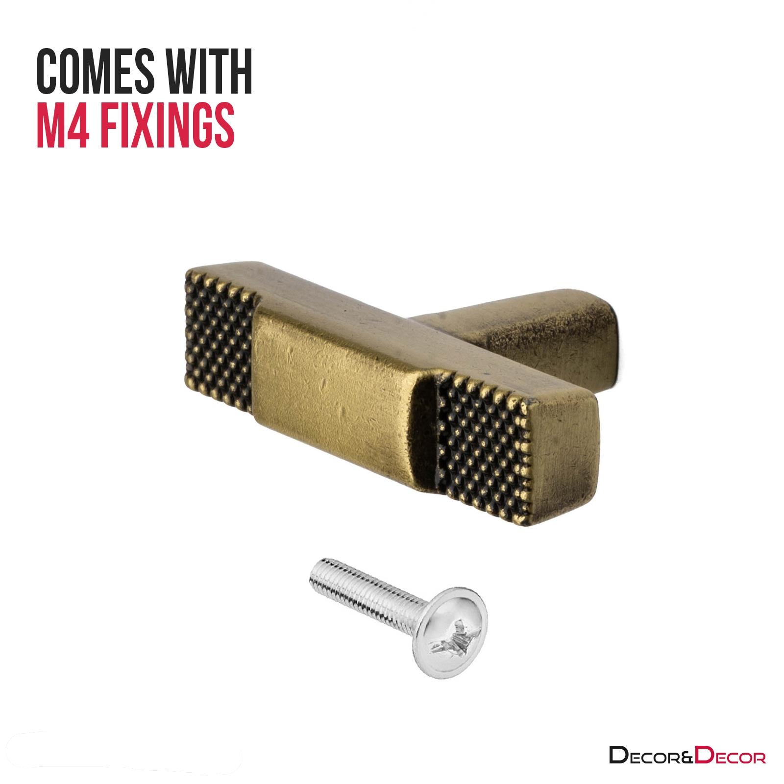 Mara - Knurled T-Bar Kitchen Cabinet Knob - Antique Brass - Knobs | Decoranddecor