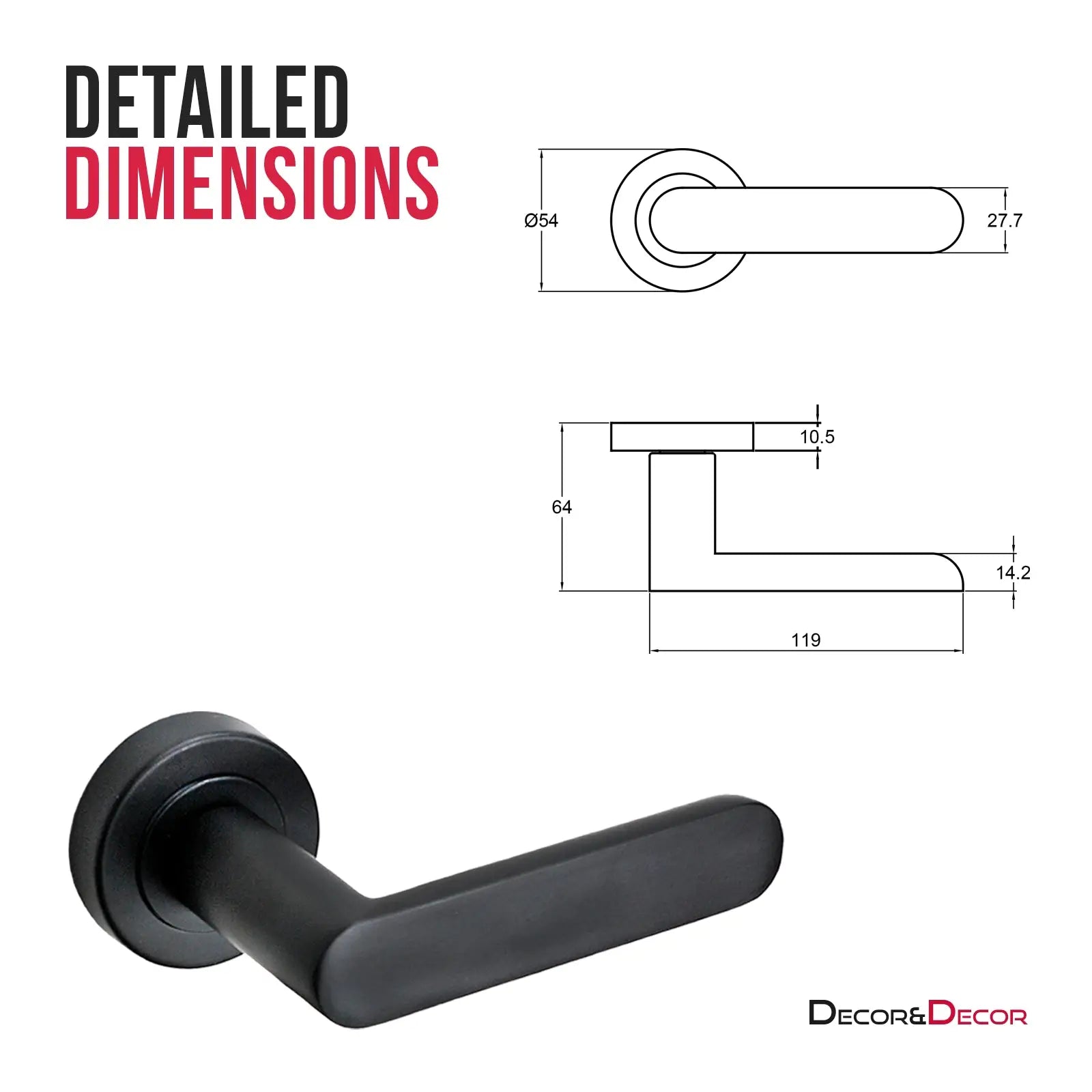 Echo Matt Black Passage Door Lever Handles - Latch Kit Set - Decor And Decor