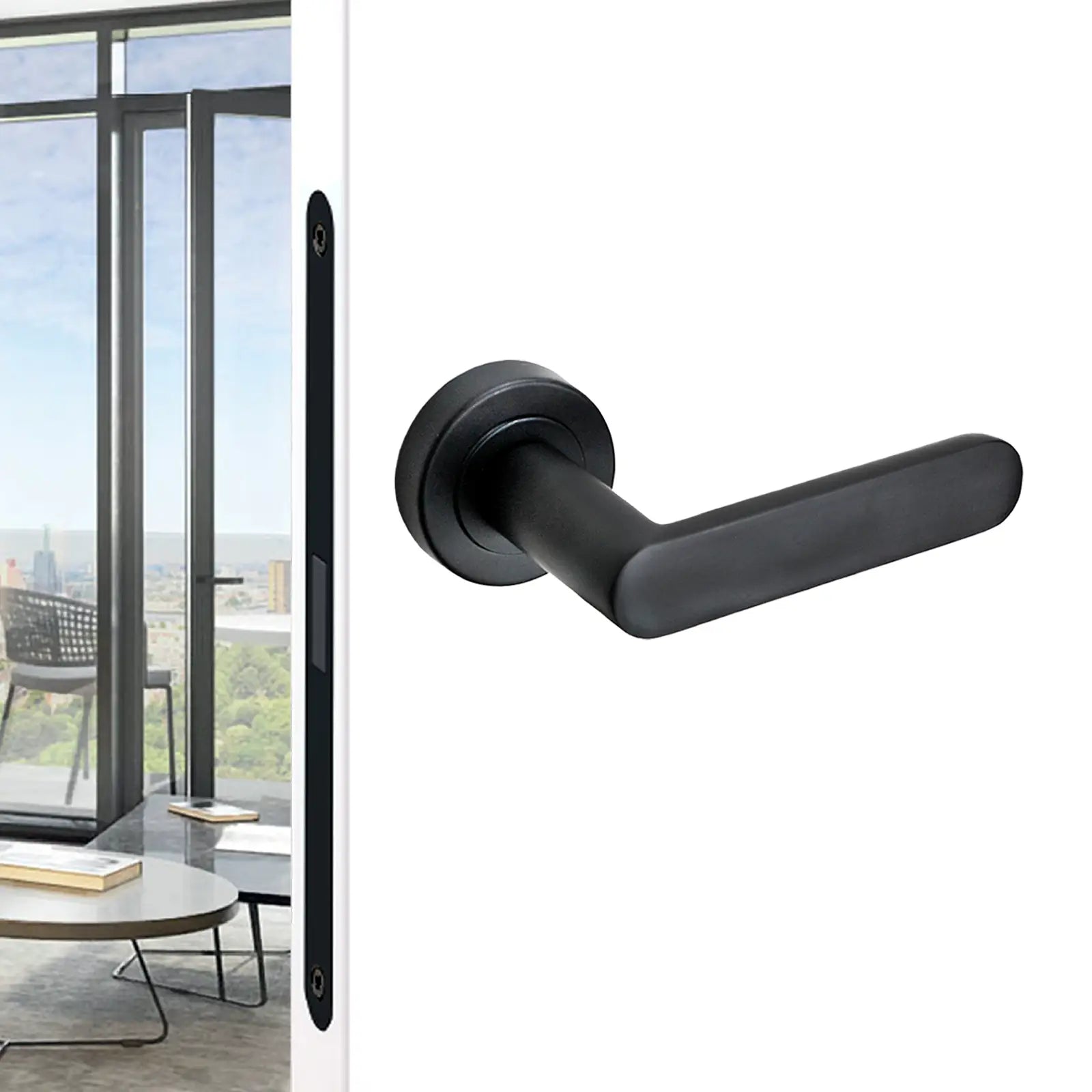 Echo Matt Black Passage Door Lever Handles - Latch Kit Set - Decor And Decor