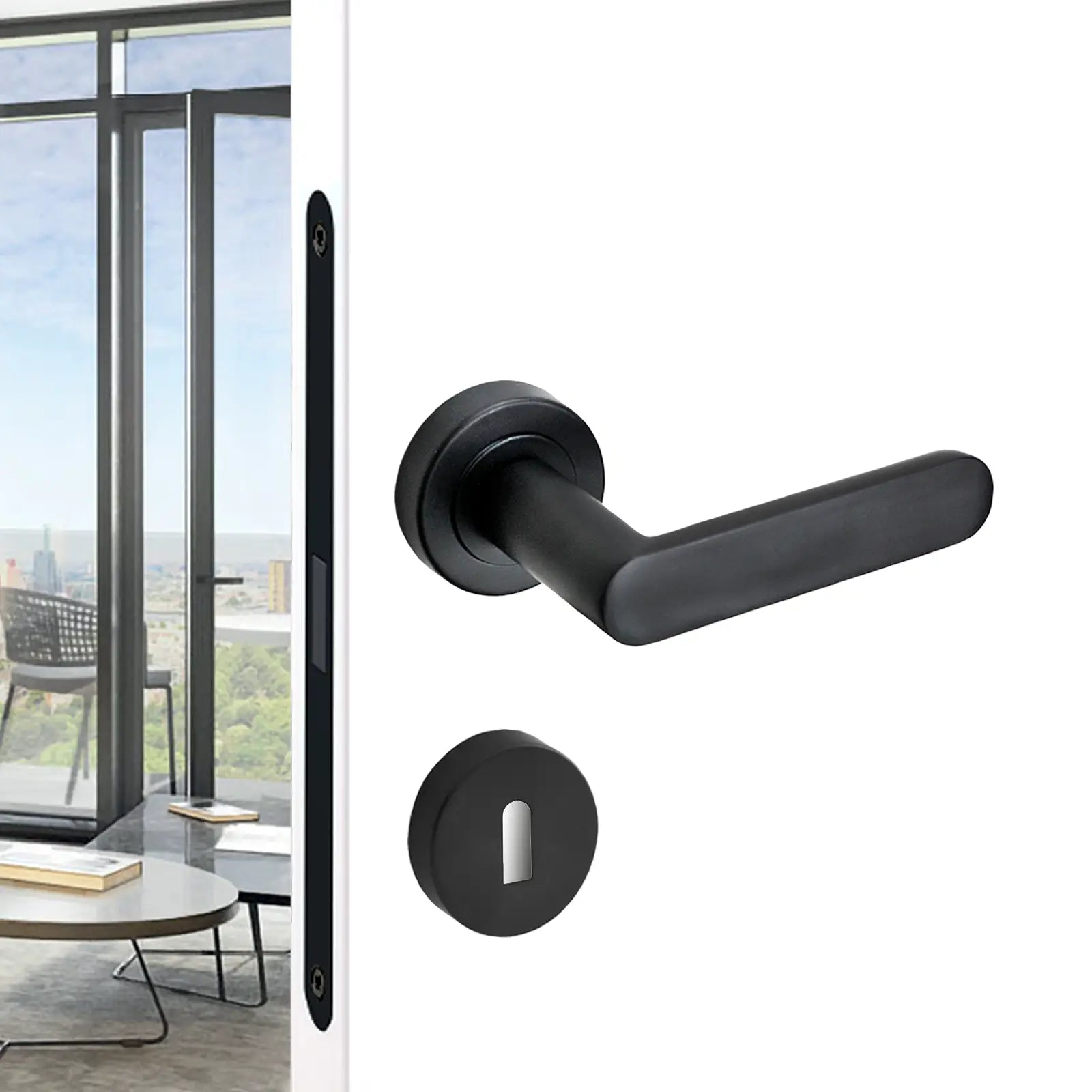 Echo Matt Black Privacy Door Lever Handles - Sash Lock Kit Set - Decor And Decor