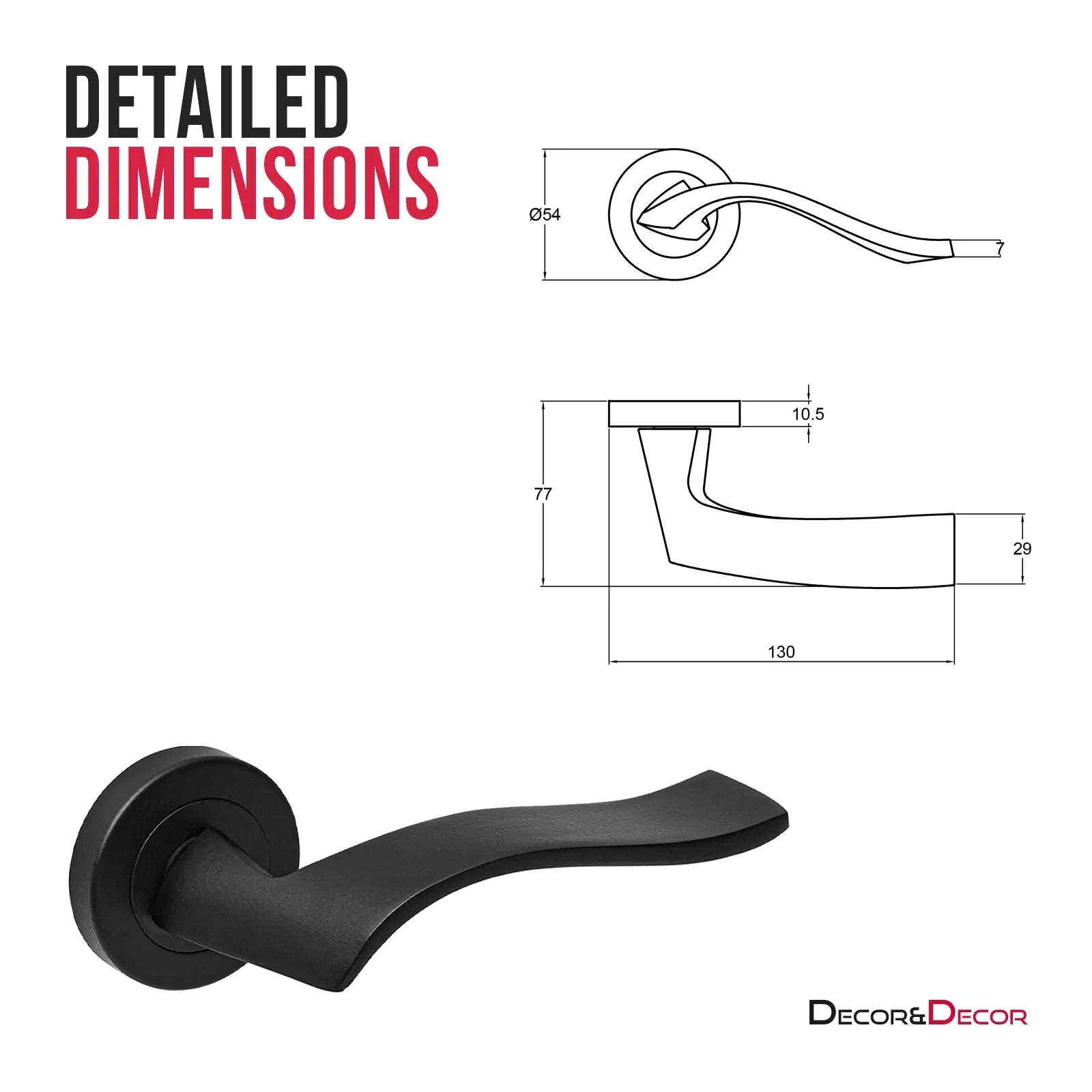 Emblaze Matt Black Door Lever Handles - Pair of Handles - Decor And Decor