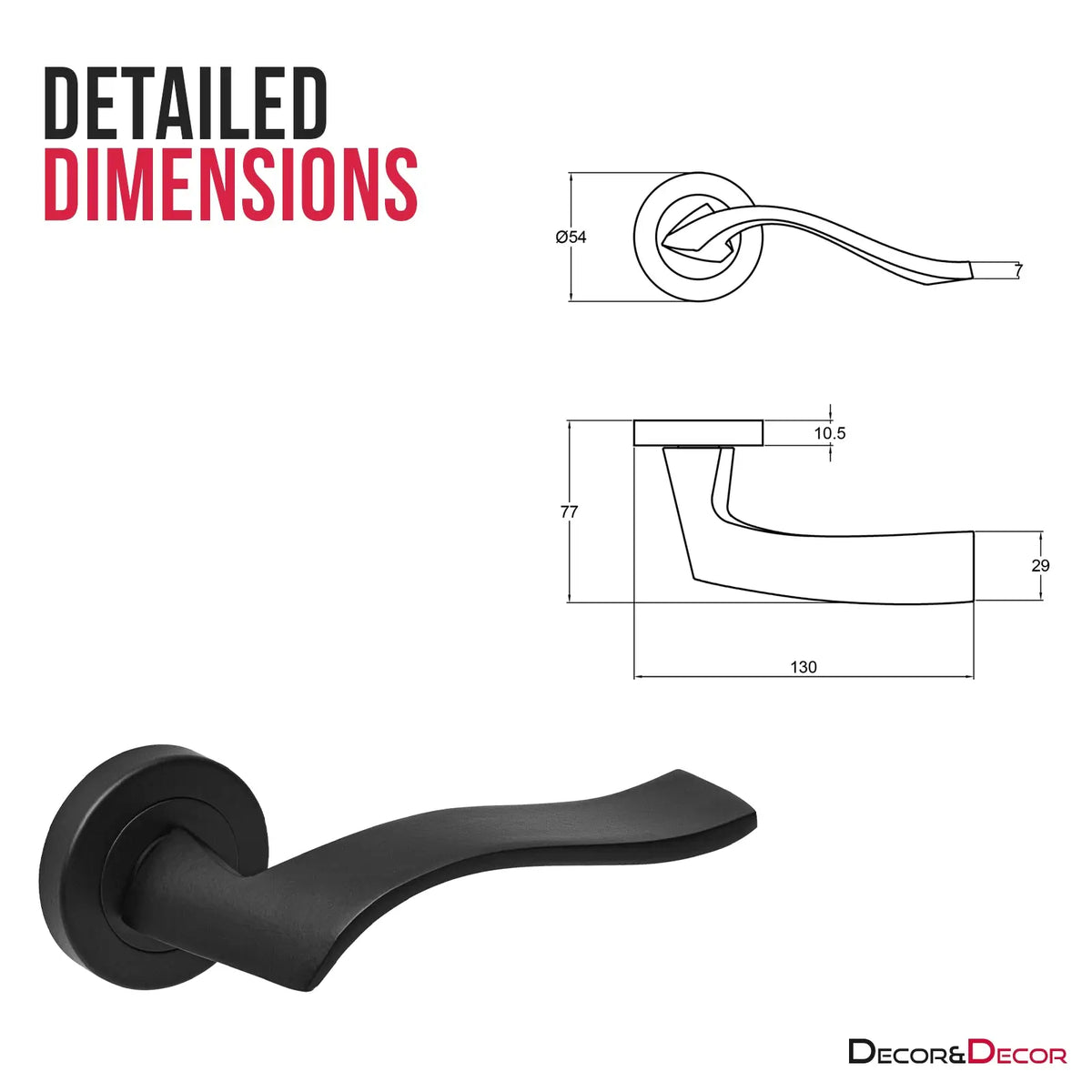 Emblaze Matt Black Passage Door Lever Handles - Latch and Hinge Set - & - Modern