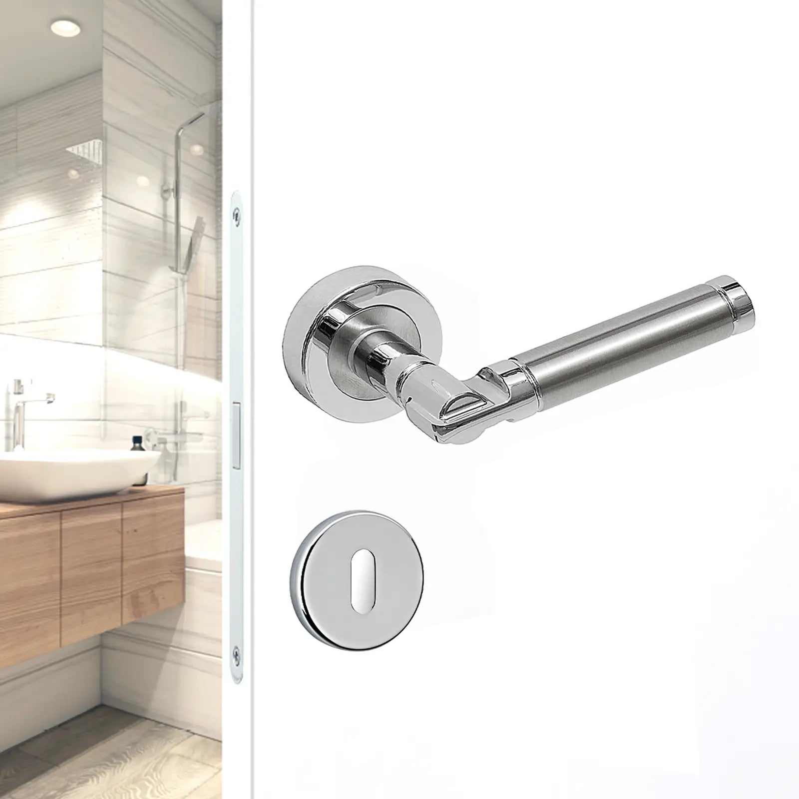 Enigma Duo Finish Privacy Door Lever Handles - Sash Lock Kit Set - Decor And Decor