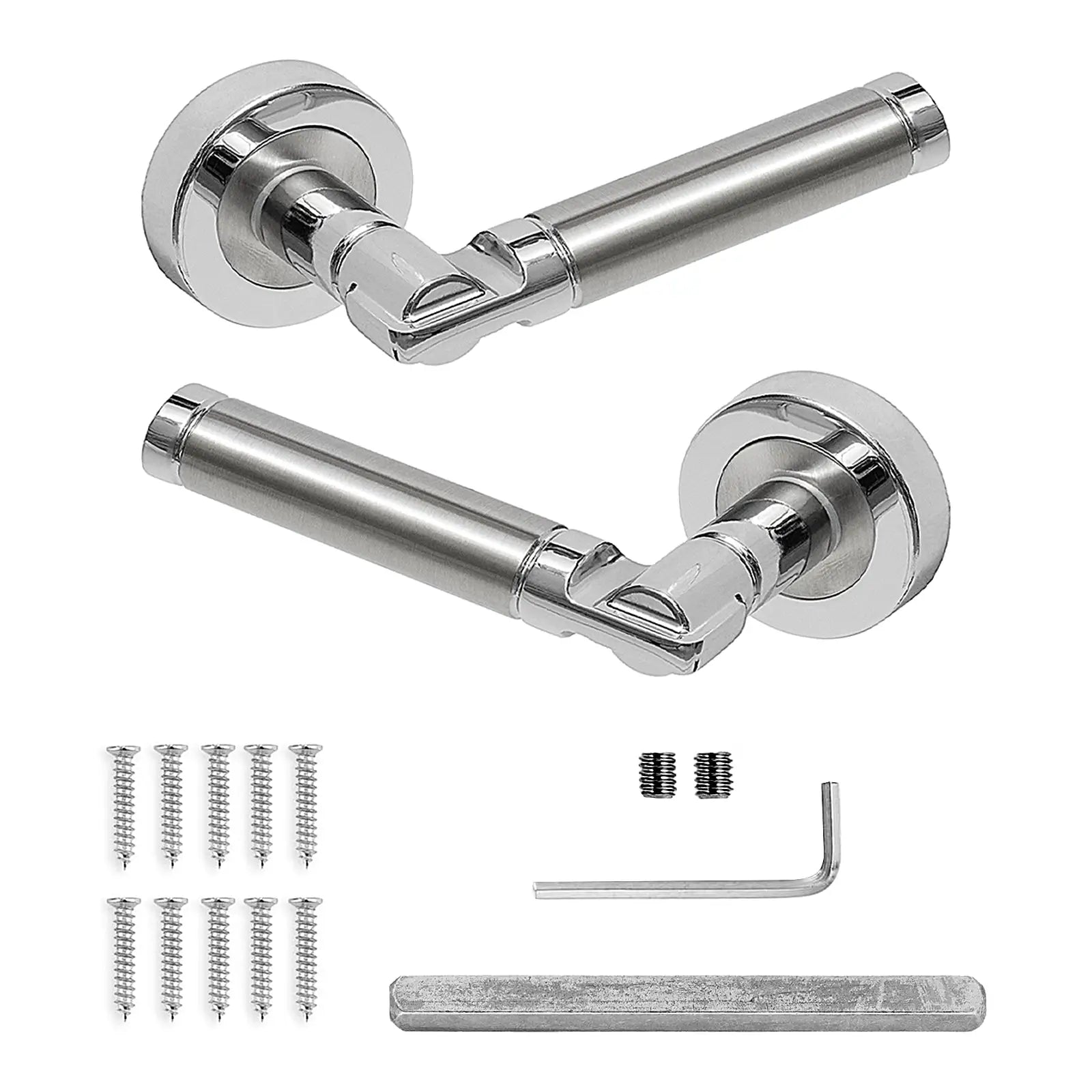 Enigma Duo Finish Privacy Door Lever Handles - Sash Lock Kit Set - Decor And Decor