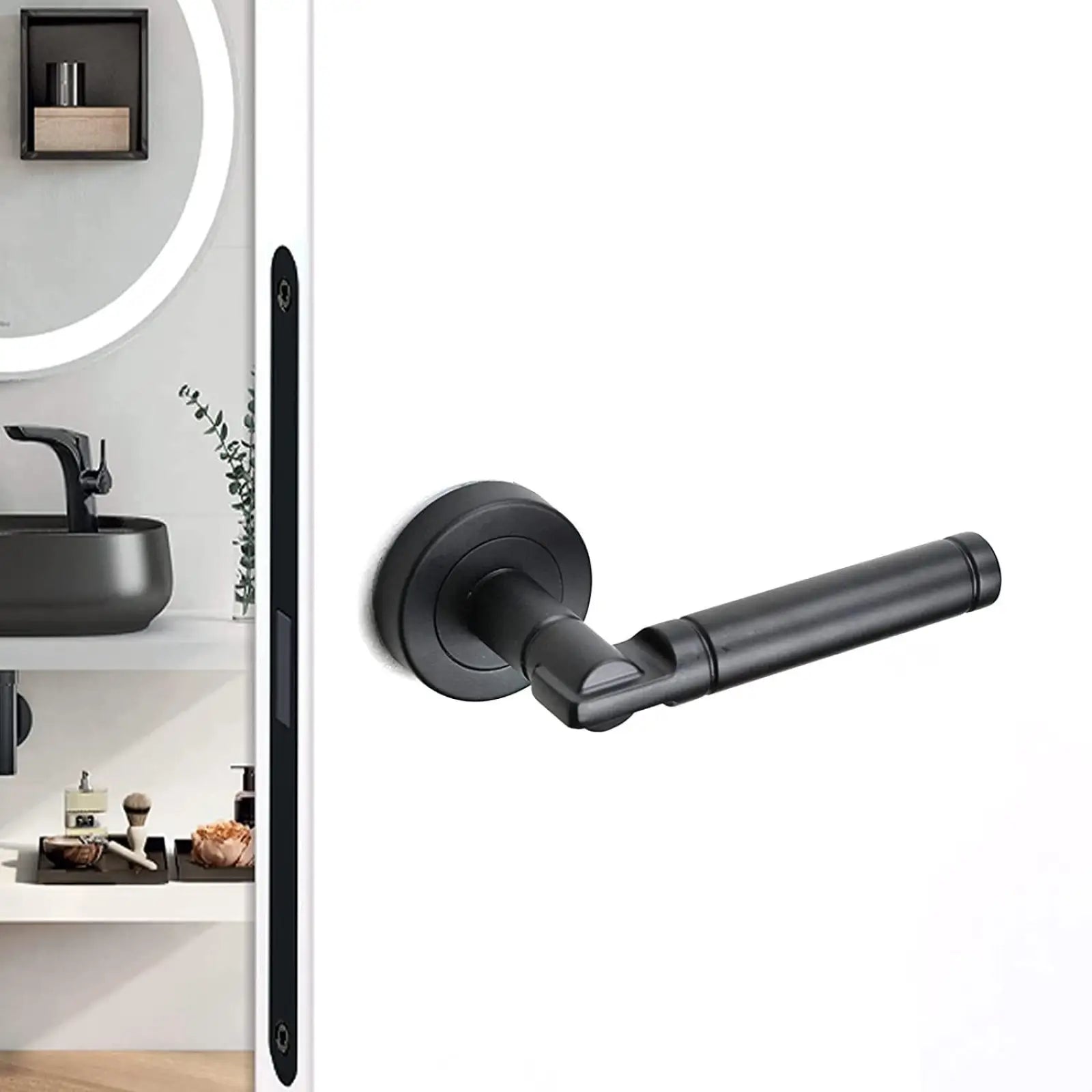 Enigma Matt Black Passage Door Lever Handles - Latch And Hinge Set - & and set