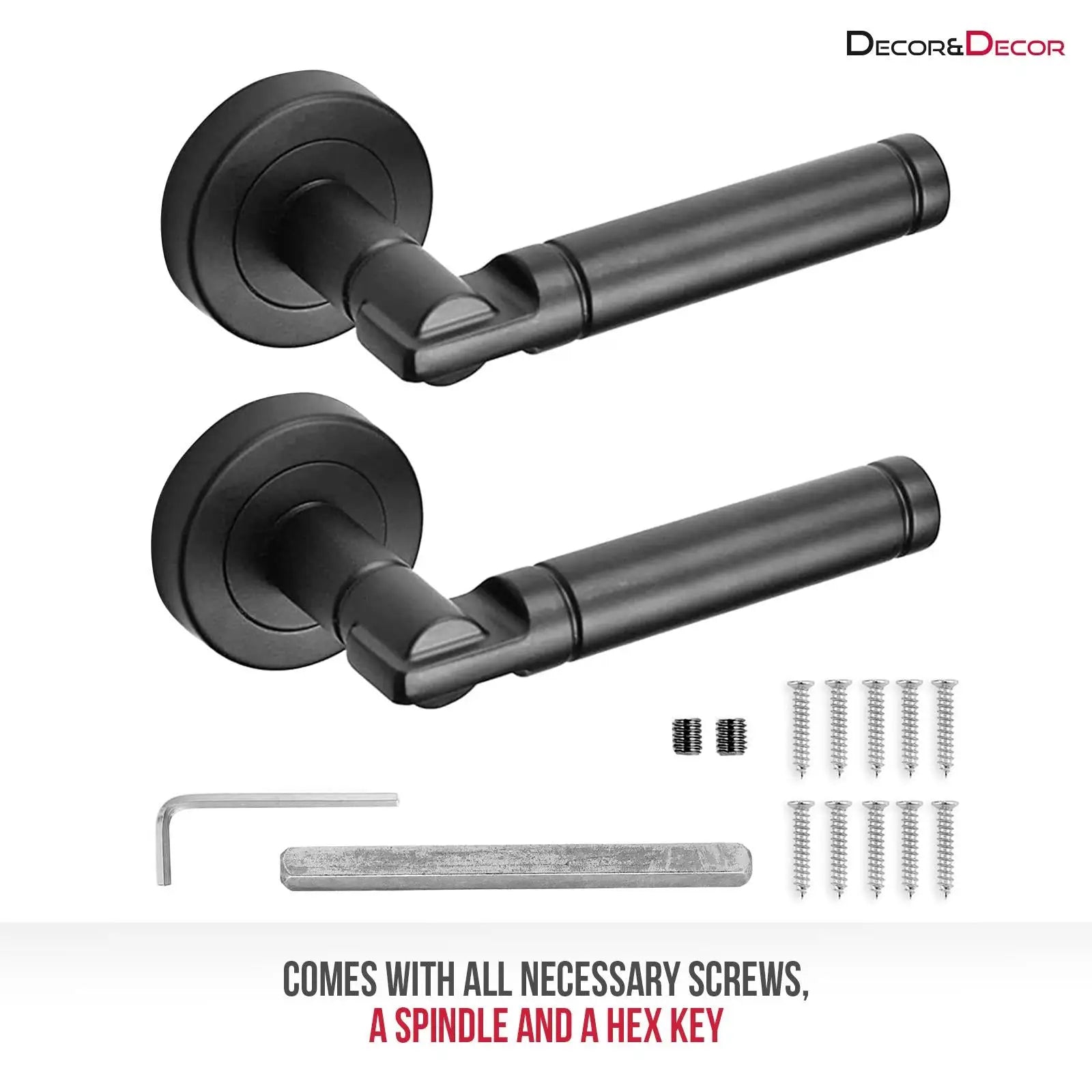 Enigma Matt Black Passage Door Lever Handles - Latch And Hinge Set - & and set