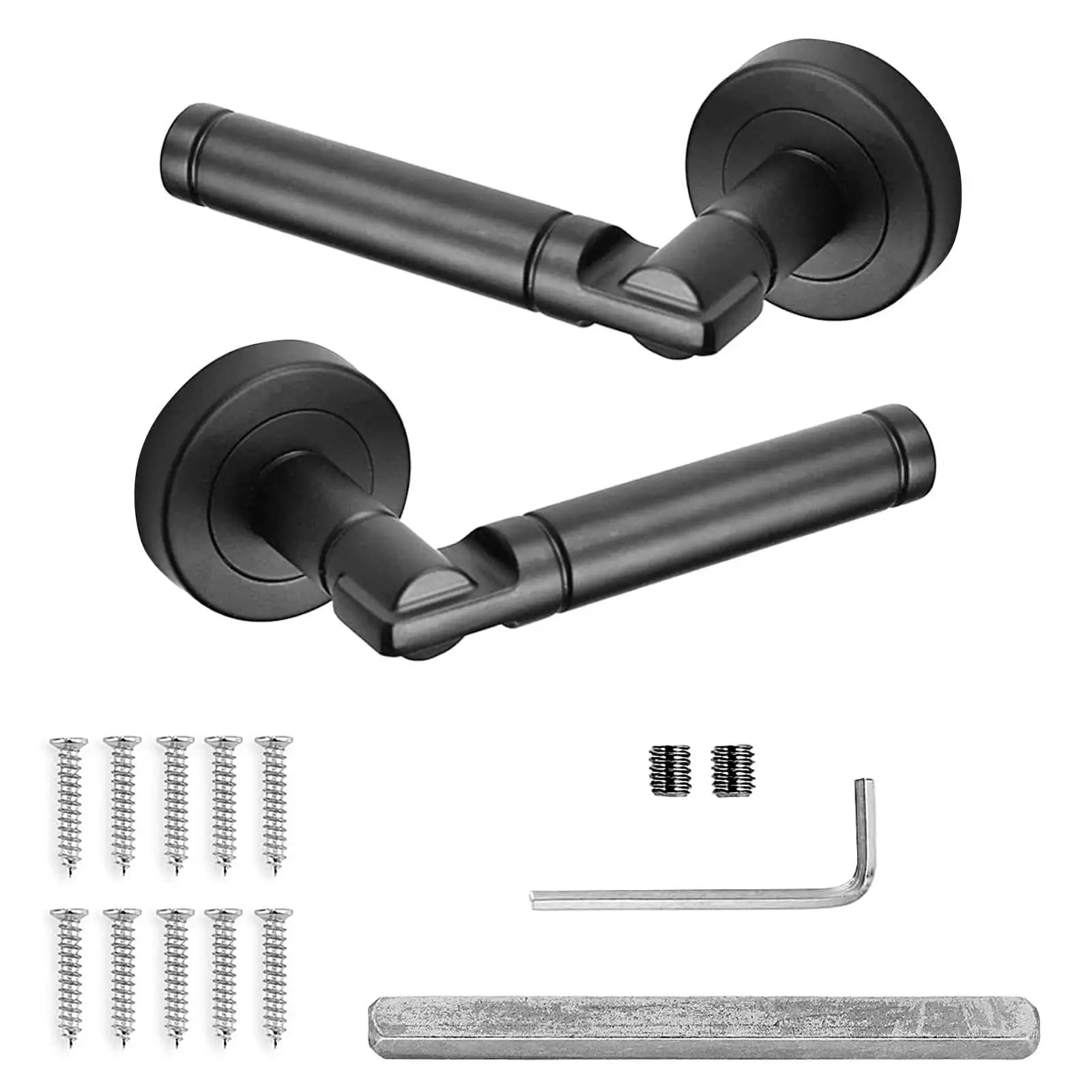 Enigma Matt Black Passage Door Lever Handles - Latch And Hinge Set - & and set