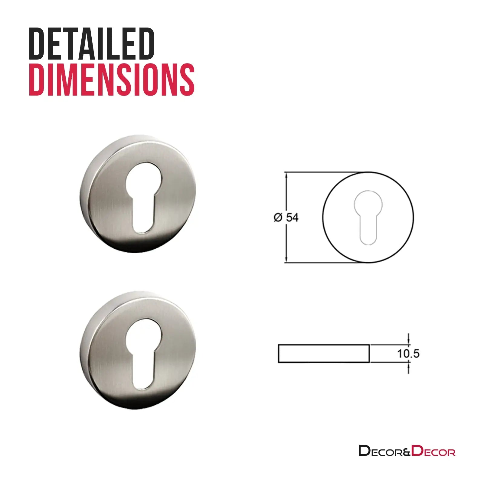 Euro Cylinder Keyhole Cover Escutcheon - Satin Nickel - Decor And Decor