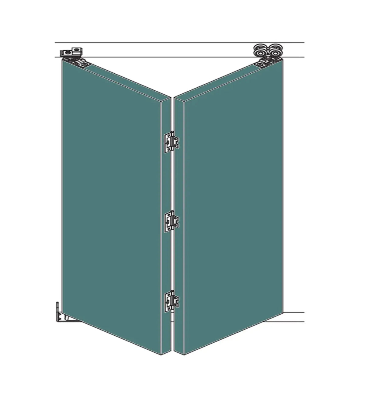 F-Slide Folding Sliding Door Kit - 2 + 0 Door - 1200mm Track