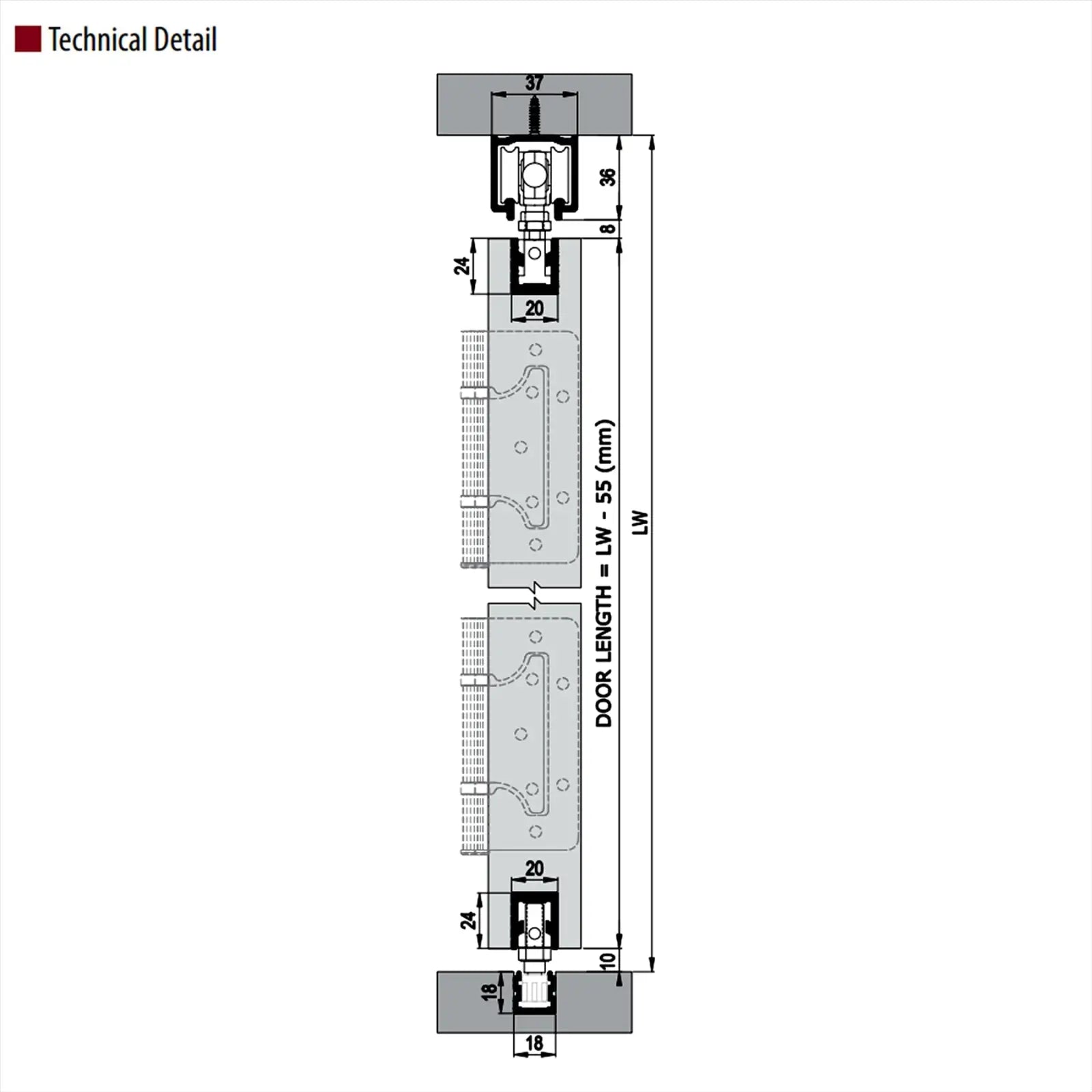F-Slide Folding Sliding Door Kit - 2 + 0 Door - 1200mm Track - Decor And Decor