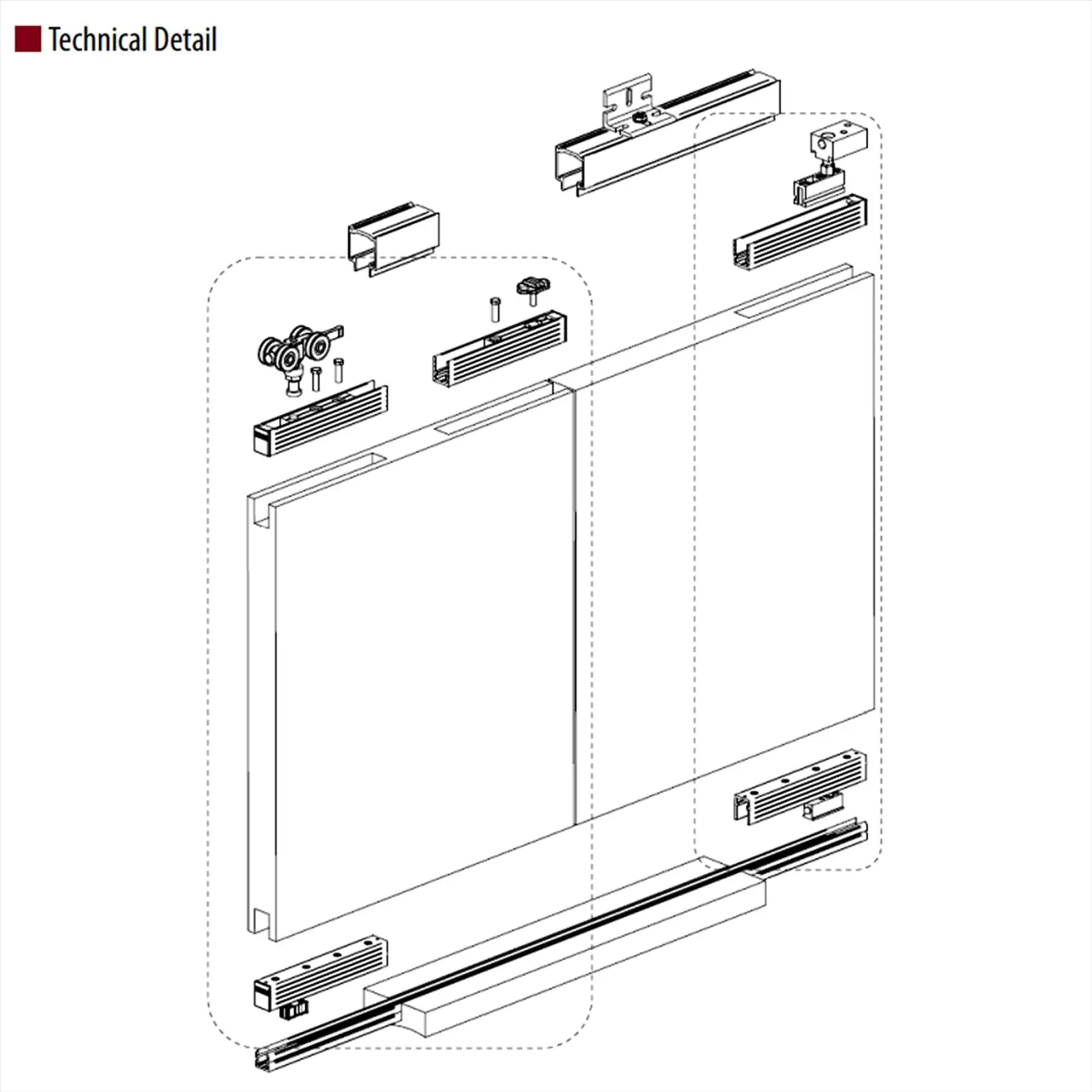 F-Slide Folding Sliding Door Kit - 3 + 0 Door - 1800mm Track - Decor And Decor