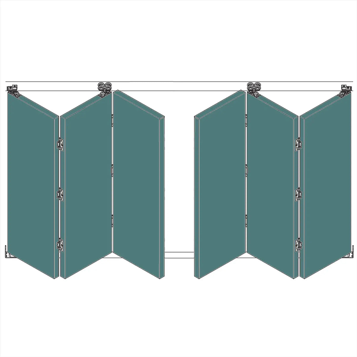 F-Slide Folding Sliding Door Kit - 3 + 3 Door - 3600mm Track