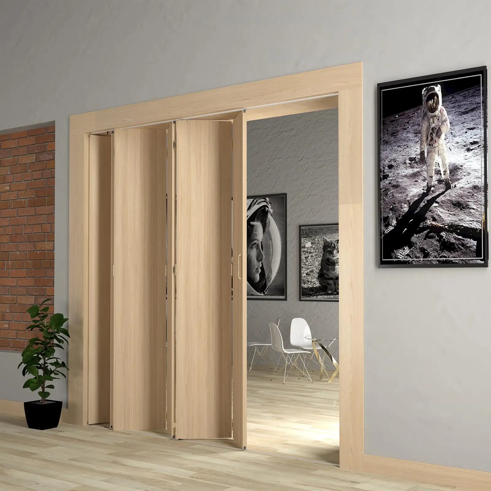 F-Slide Folding Sliding Door Kit - 4 + 0 Door - 3000mm Track - Decor And Decor