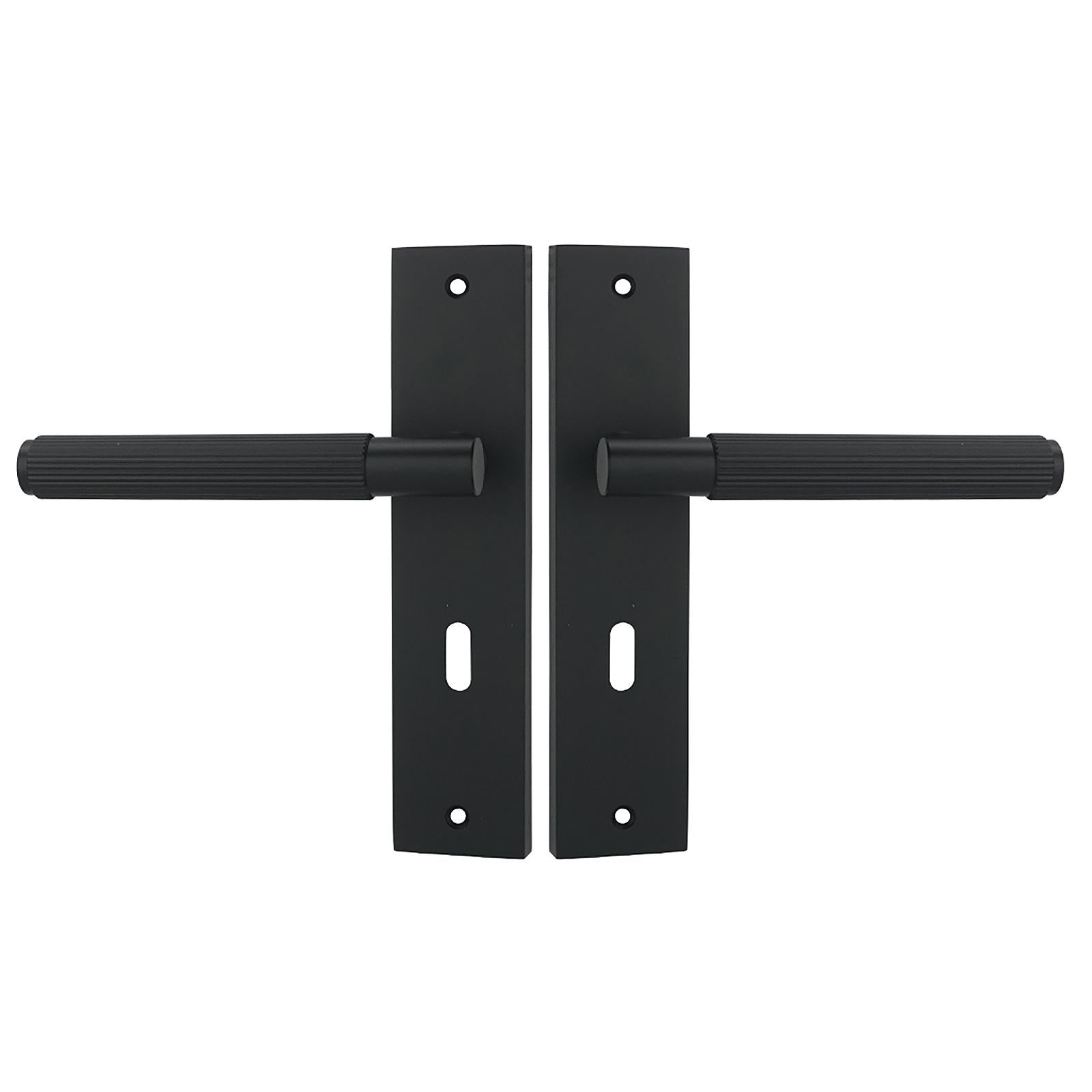 Hera Door Handle on Backplate - Key Hole - Matt Black